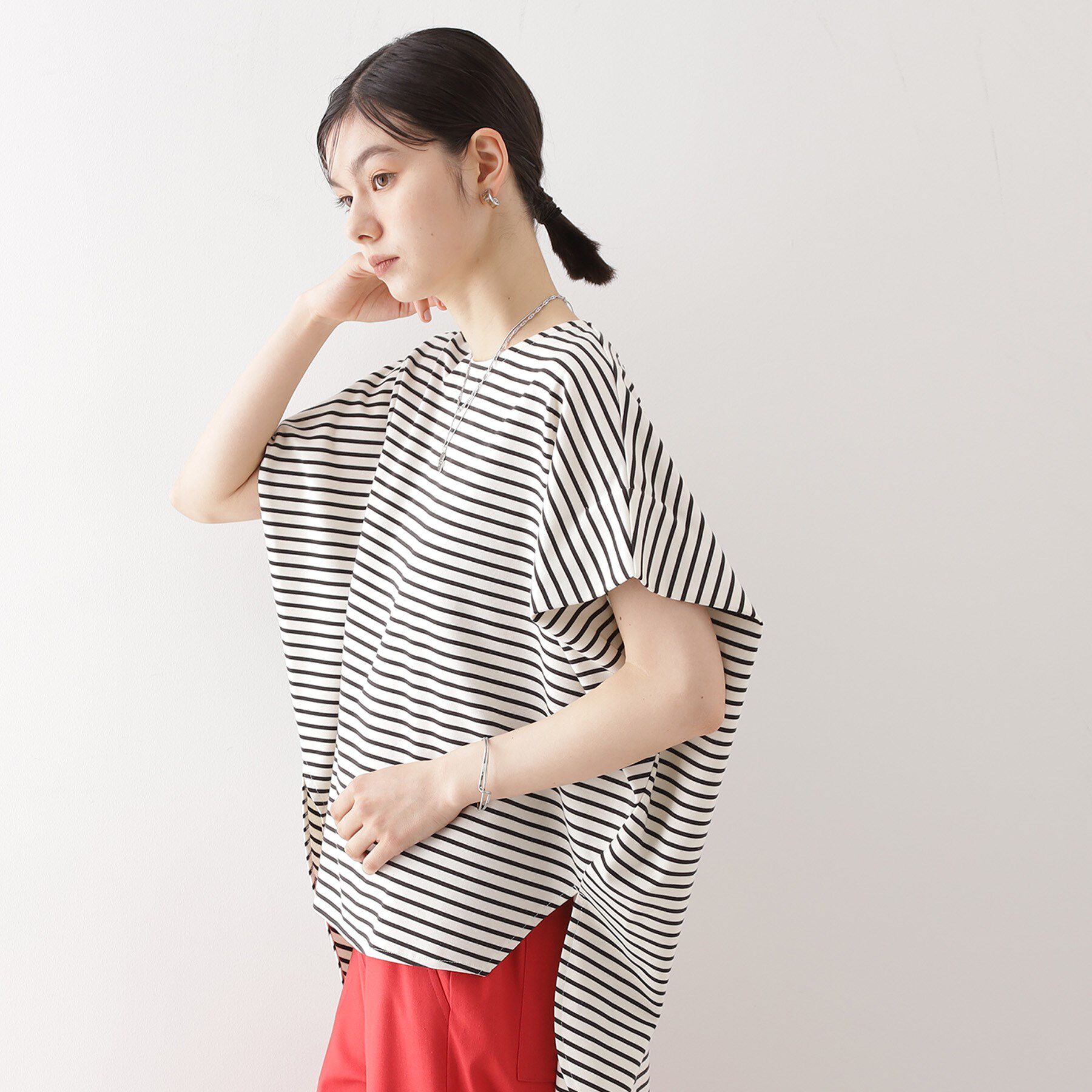 THE SHOP TK「ポンチボリュームプルオーバー【体型カバー/洗える/シワになりにくい】」|Tシャツ・カットソー|