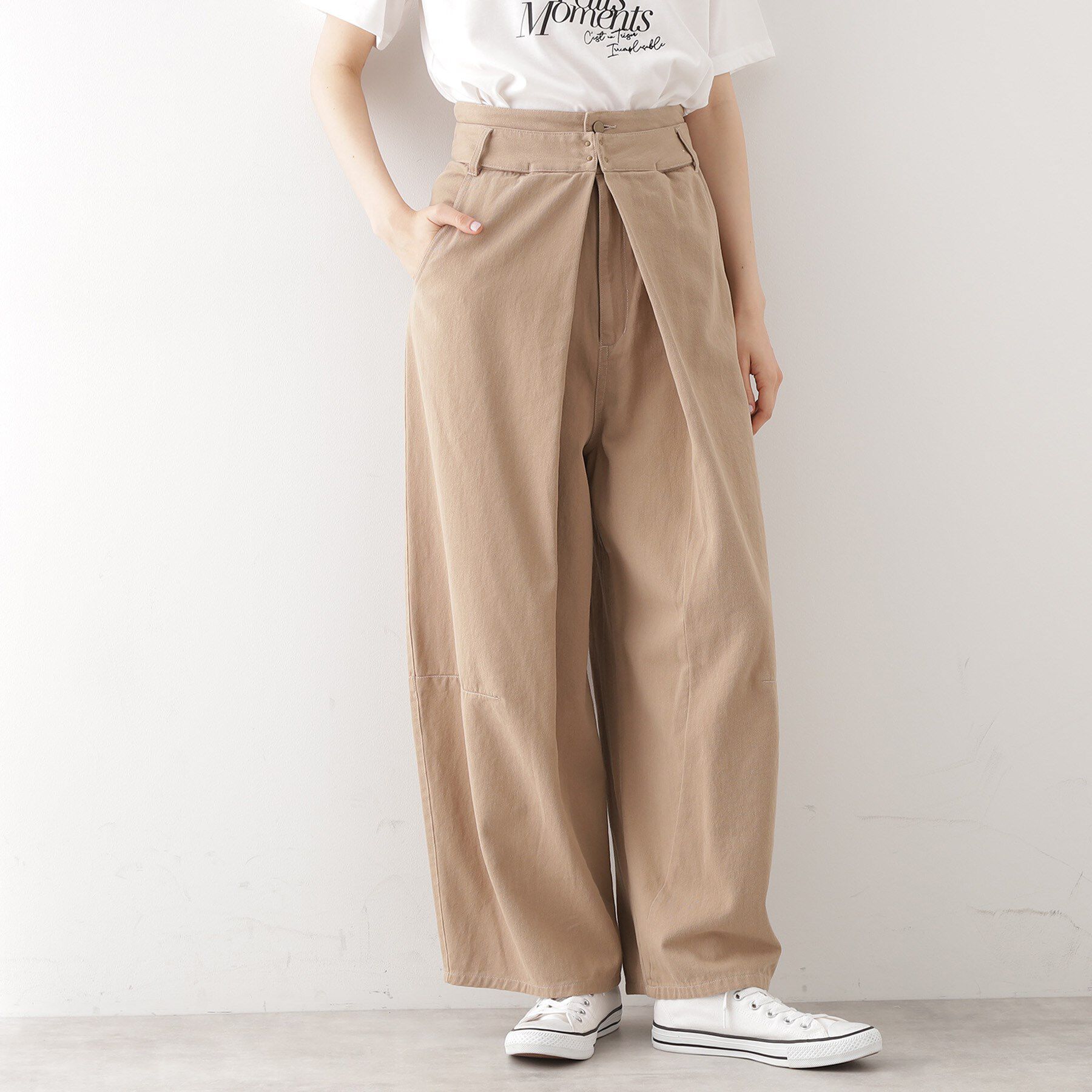 THE SHOP TK「バレル風タックパンツ【洗濯機OK】」|その他|ベージュ(052)