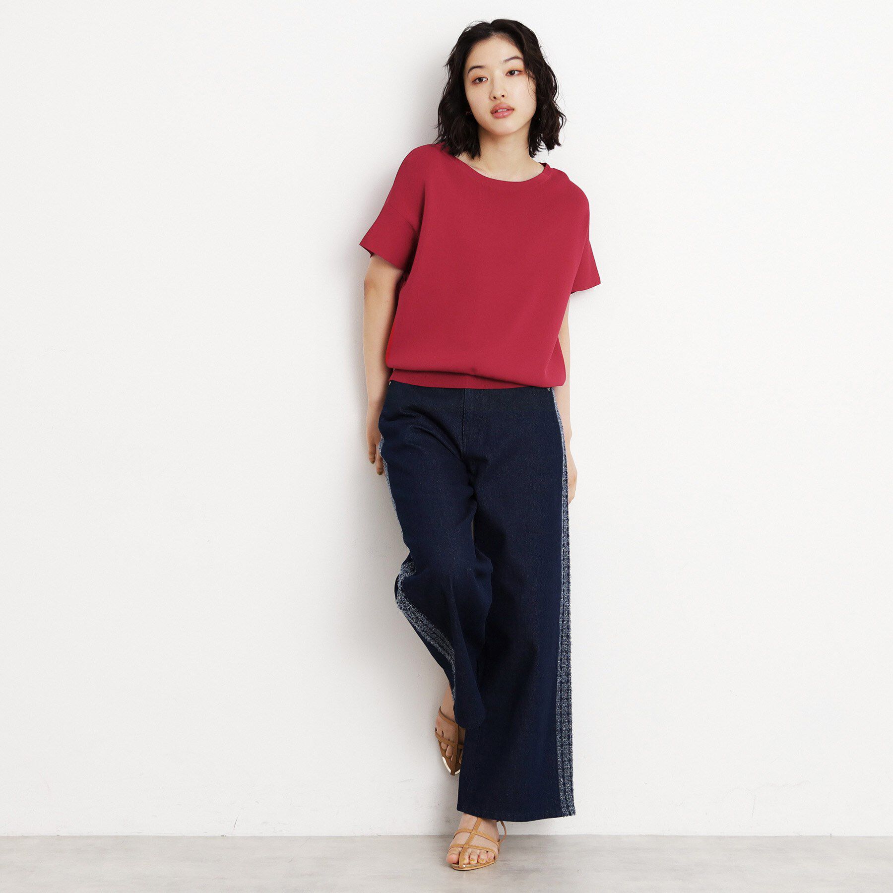 THE SHOP TK「さらさらフレアスリーブサマーニット【毛玉になりにくい/UV/洗濯機OK】」|ニット・セーター|