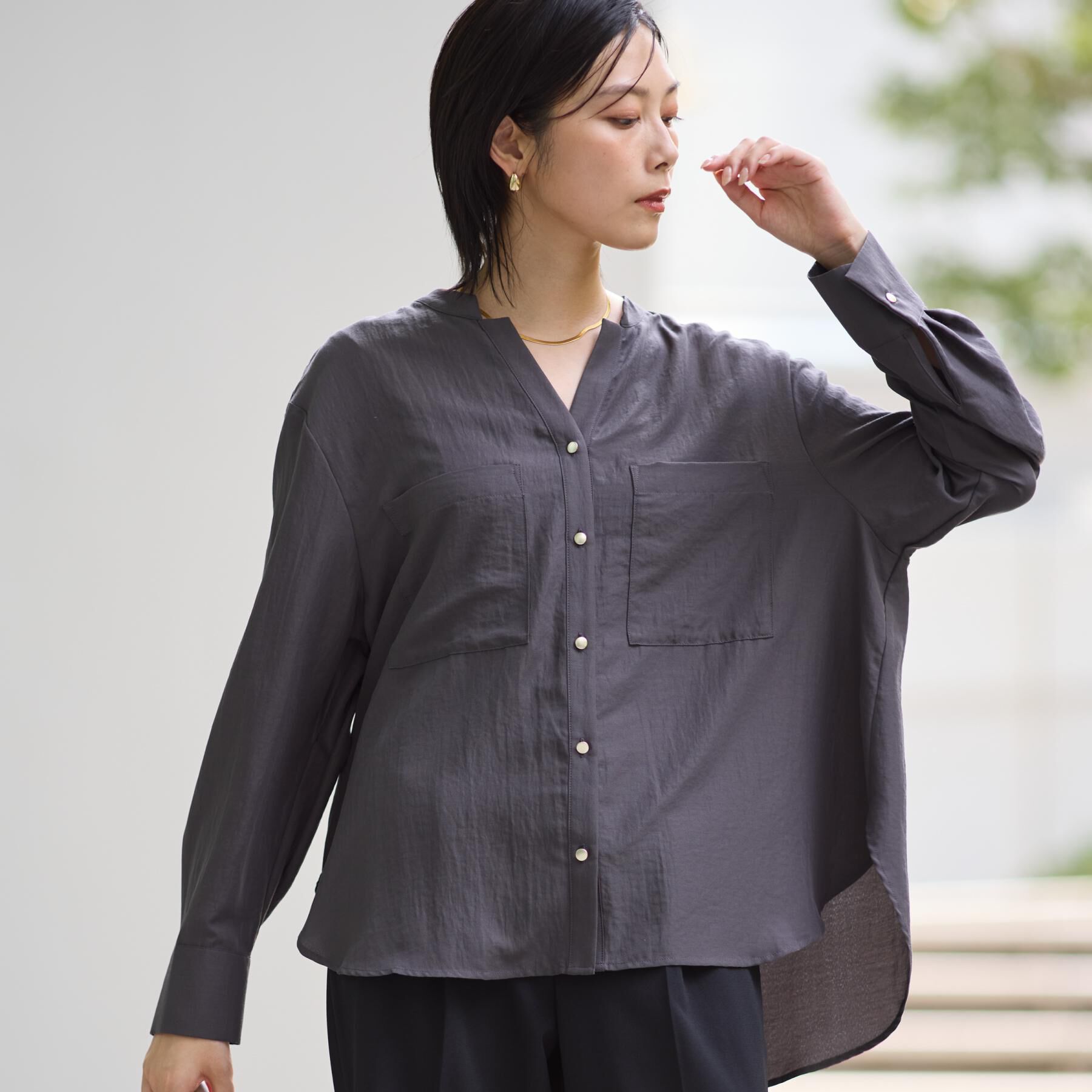 THE SHOP TK「【通勤にもデイリーにも】ダブルポケットスキッパーシャツ/洗濯機OK」|シャツ・ブラウス|