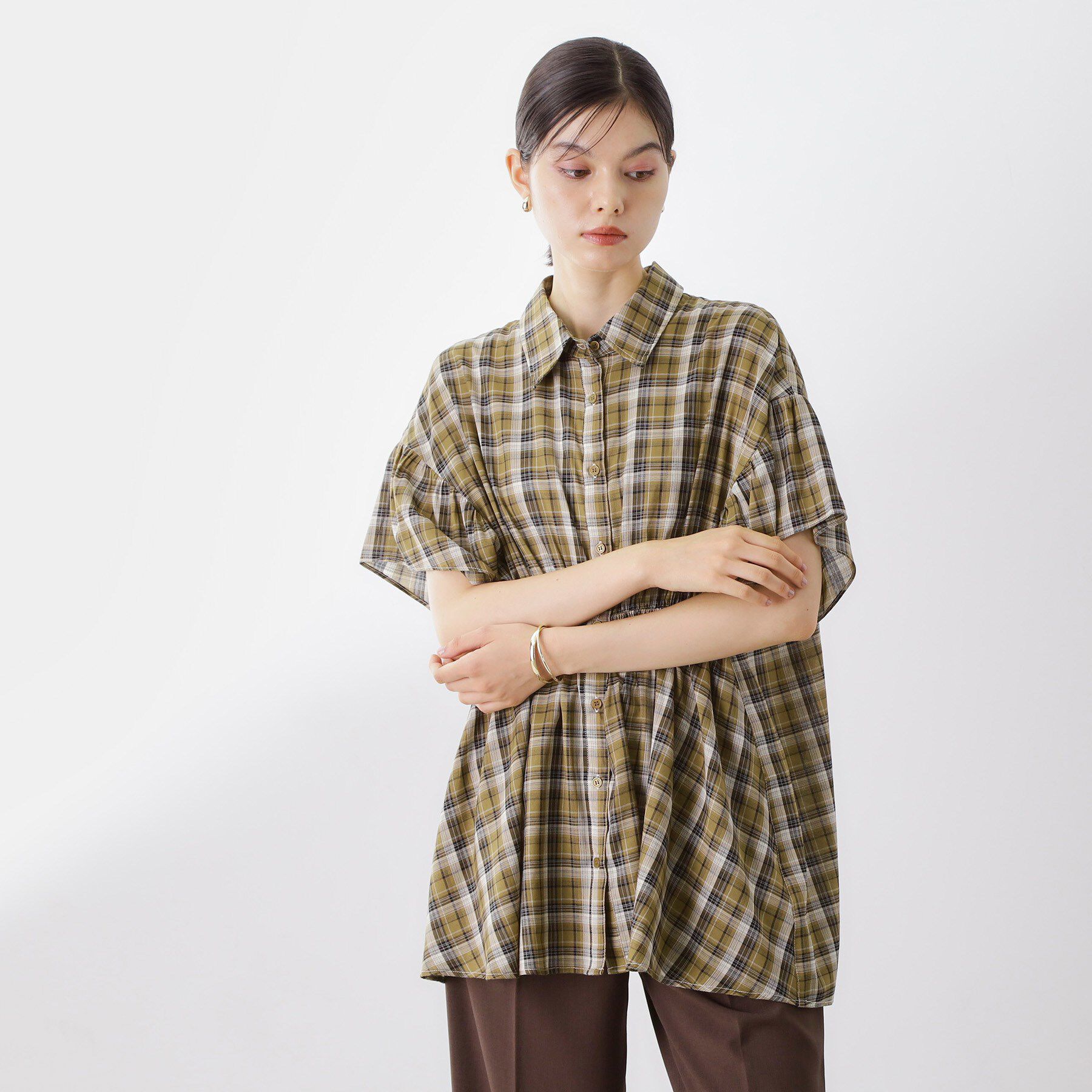 THE SHOP TK「チェック柄チュニックブラウス」|シャツ・ブラウス|