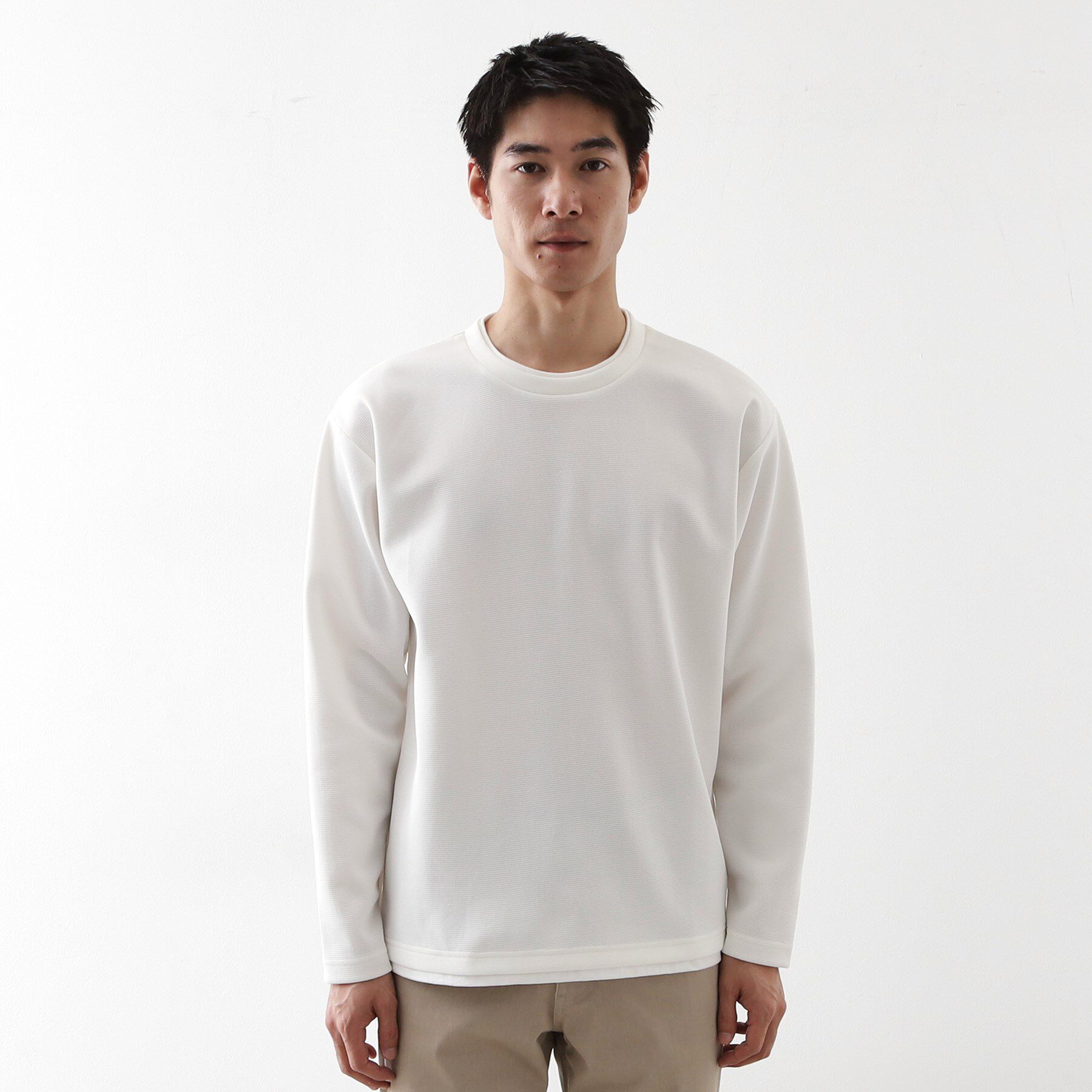 THE SHOP TK「【ラクして決まる！】レイヤード風長袖Tシャツ 洗濯機OK」|Tシャツ・カットソー|