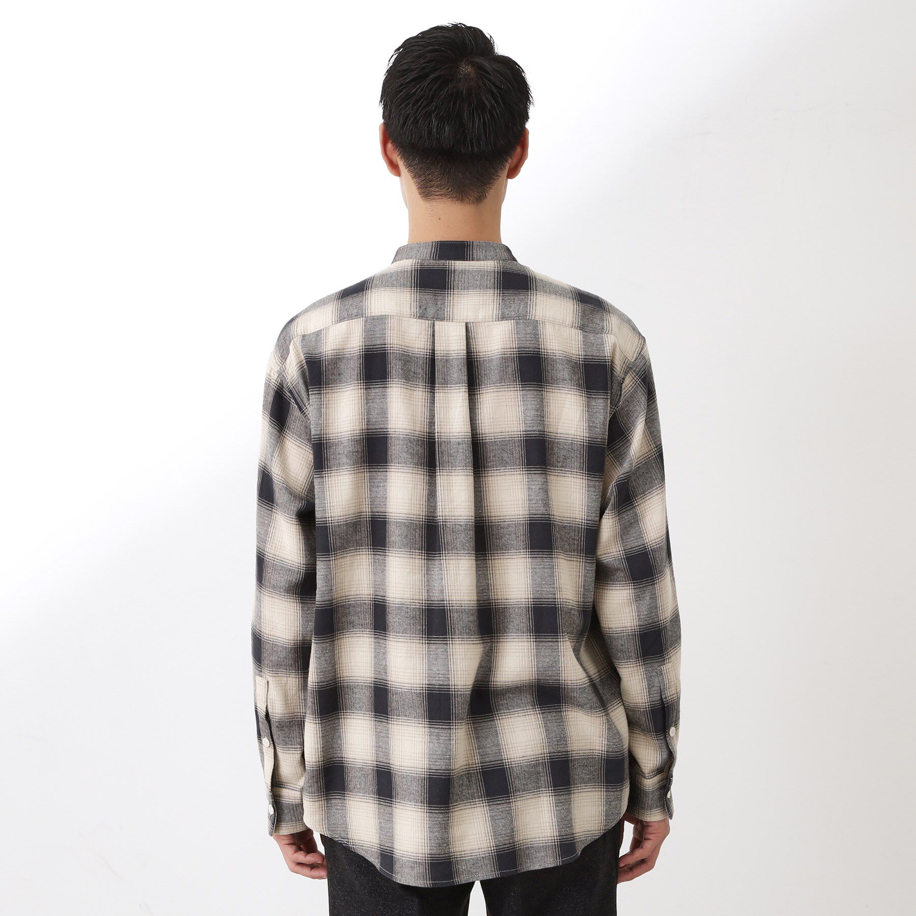 THE SHOP TK「オンブレーチェックバンドカラーシャツ 【洗濯機OK】」|シャツ・ブラウス|