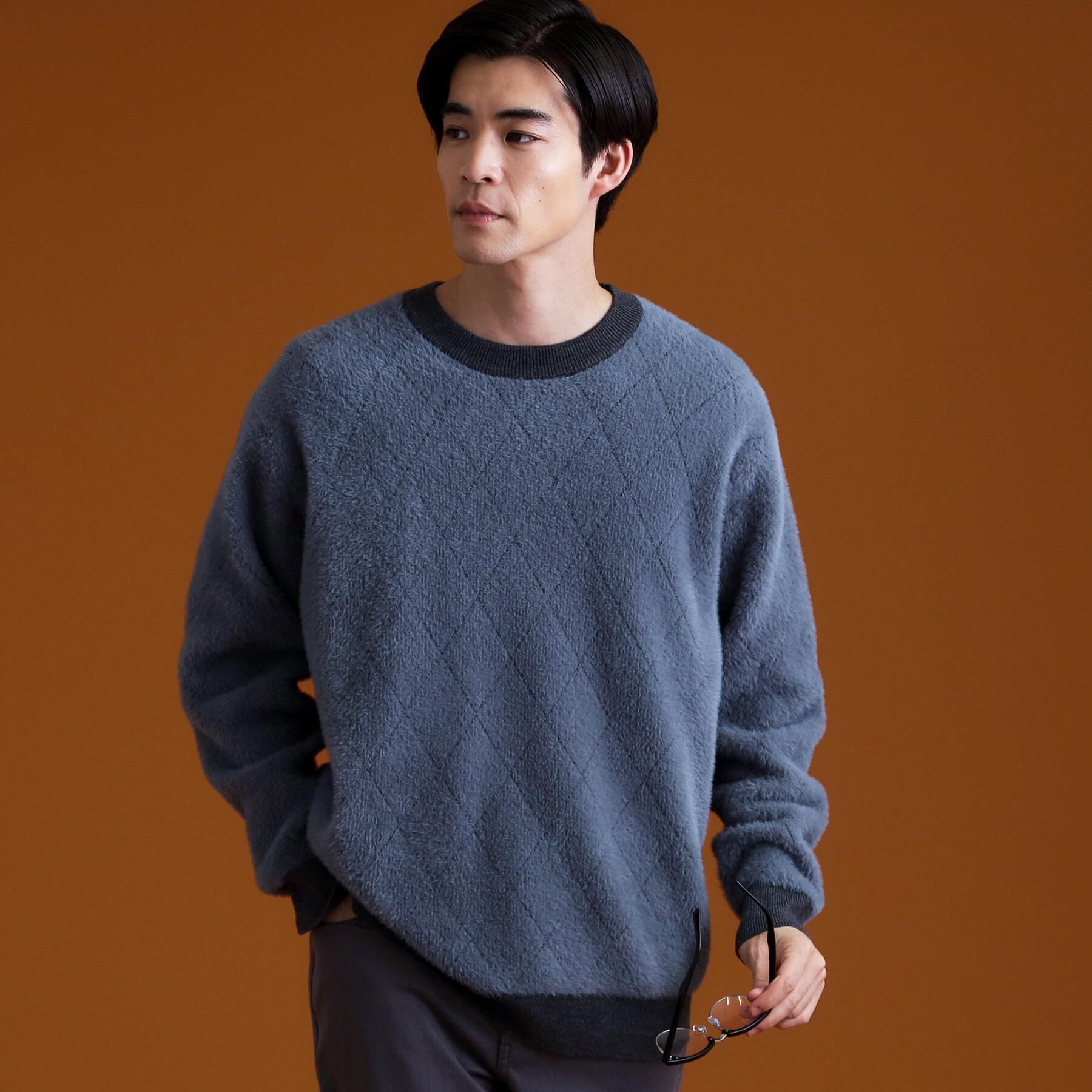 THE SHOP TK「【ふんわり心地いい肌触り】　ダイヤ柄シャギーニット」|ニット・セーター|