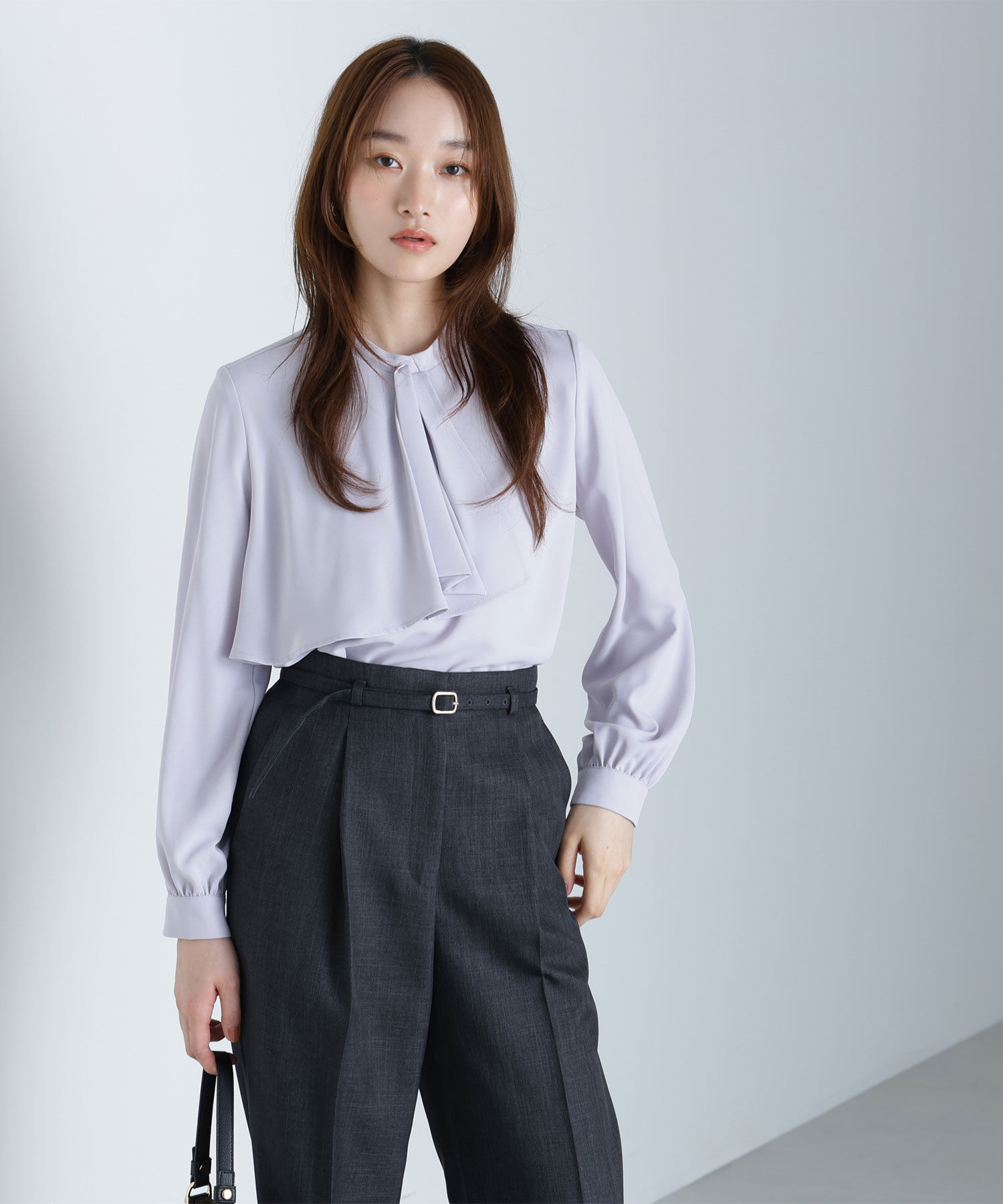  「アシメラッフルボウブラウス」|シャツ・ブラウス|ラベンダー