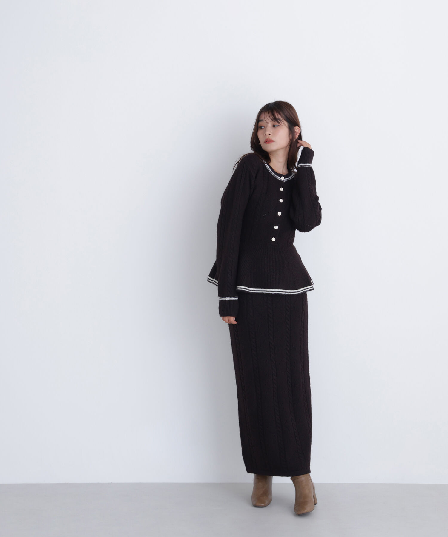  「ペプラムケーブルニットセットアップ」|ワンピース|