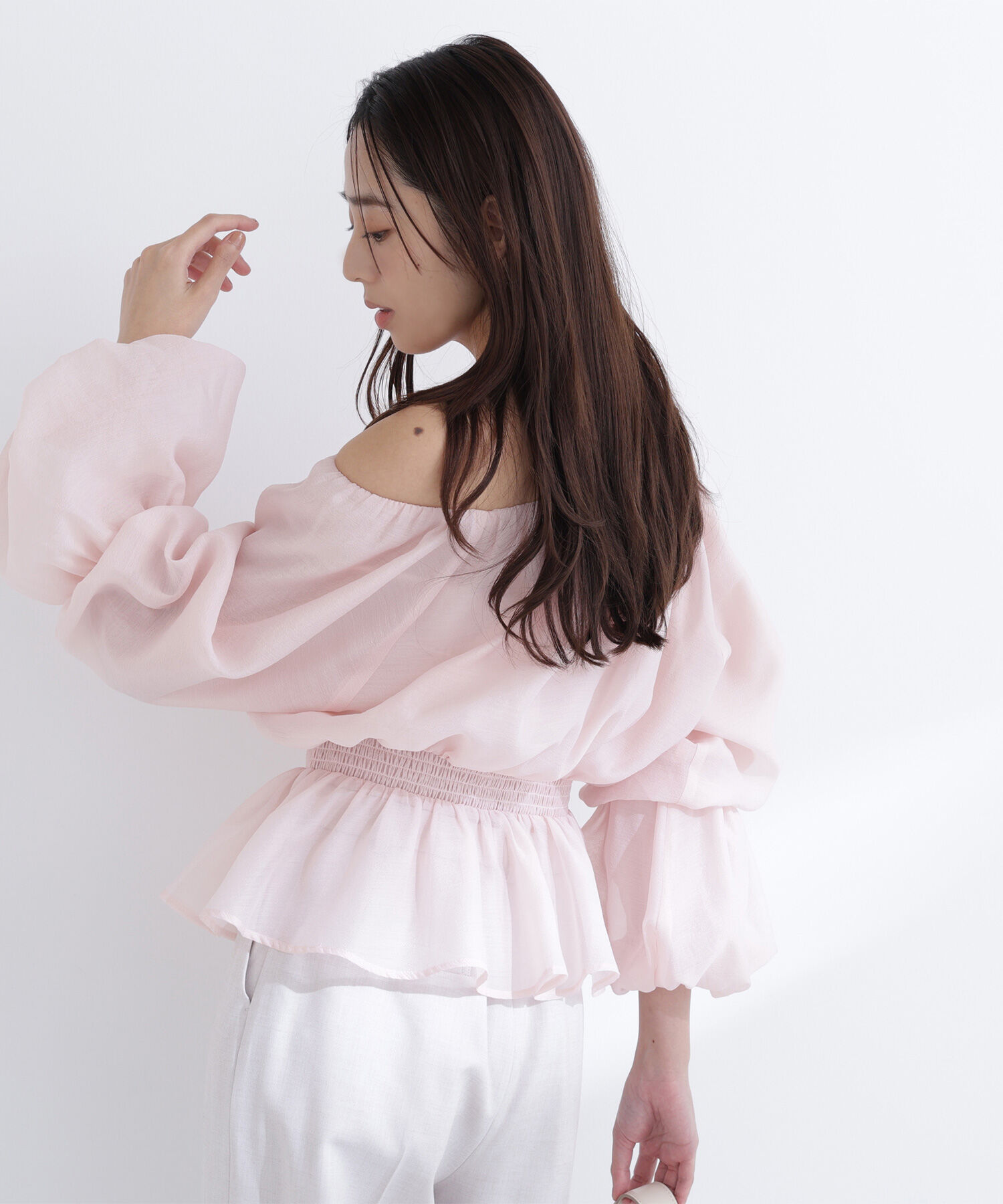  「シアーギャザーペプラムブラウス」|シャツ・ブラウス|