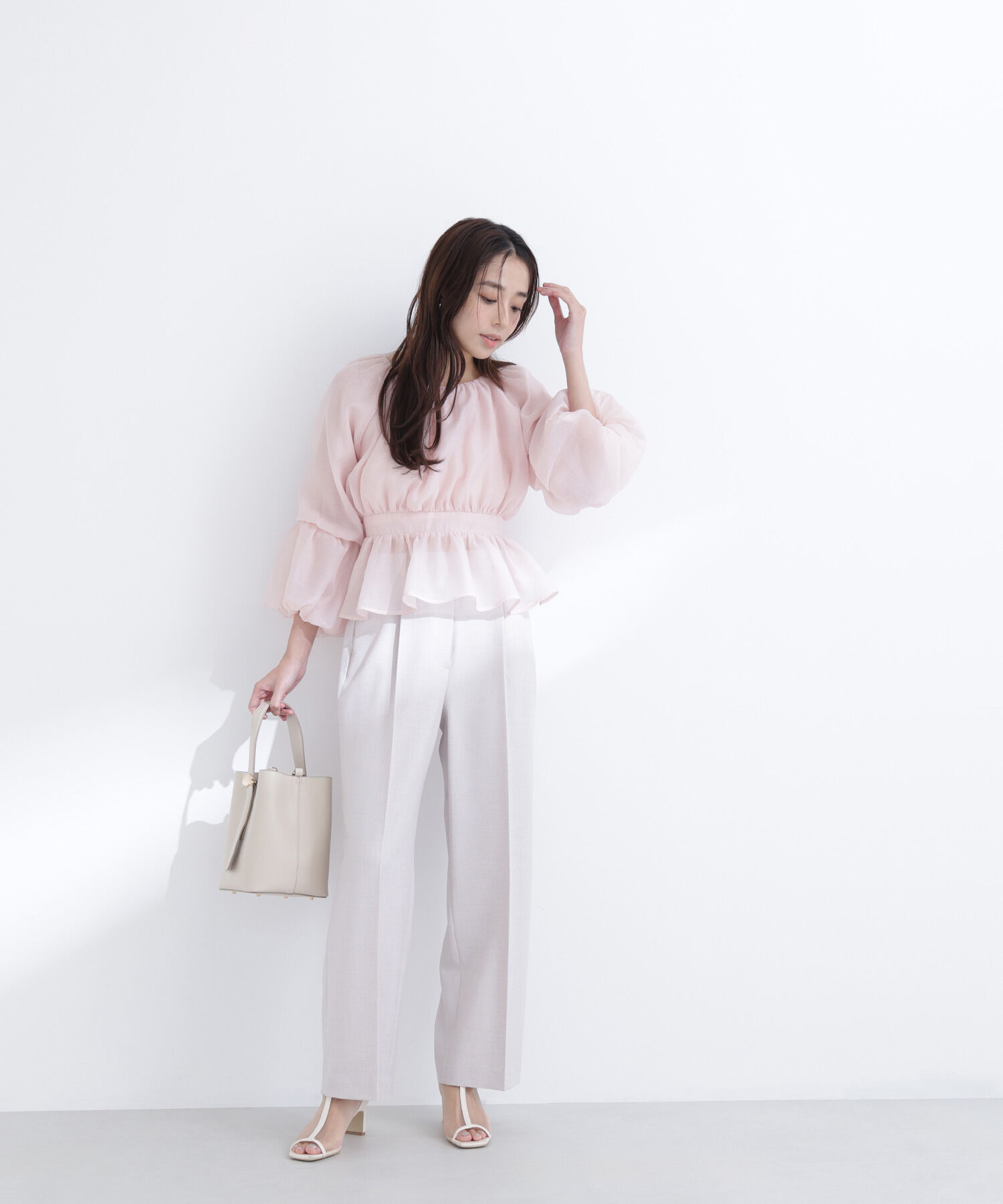  「シアーギャザーペプラムブラウス」|シャツ・ブラウス|