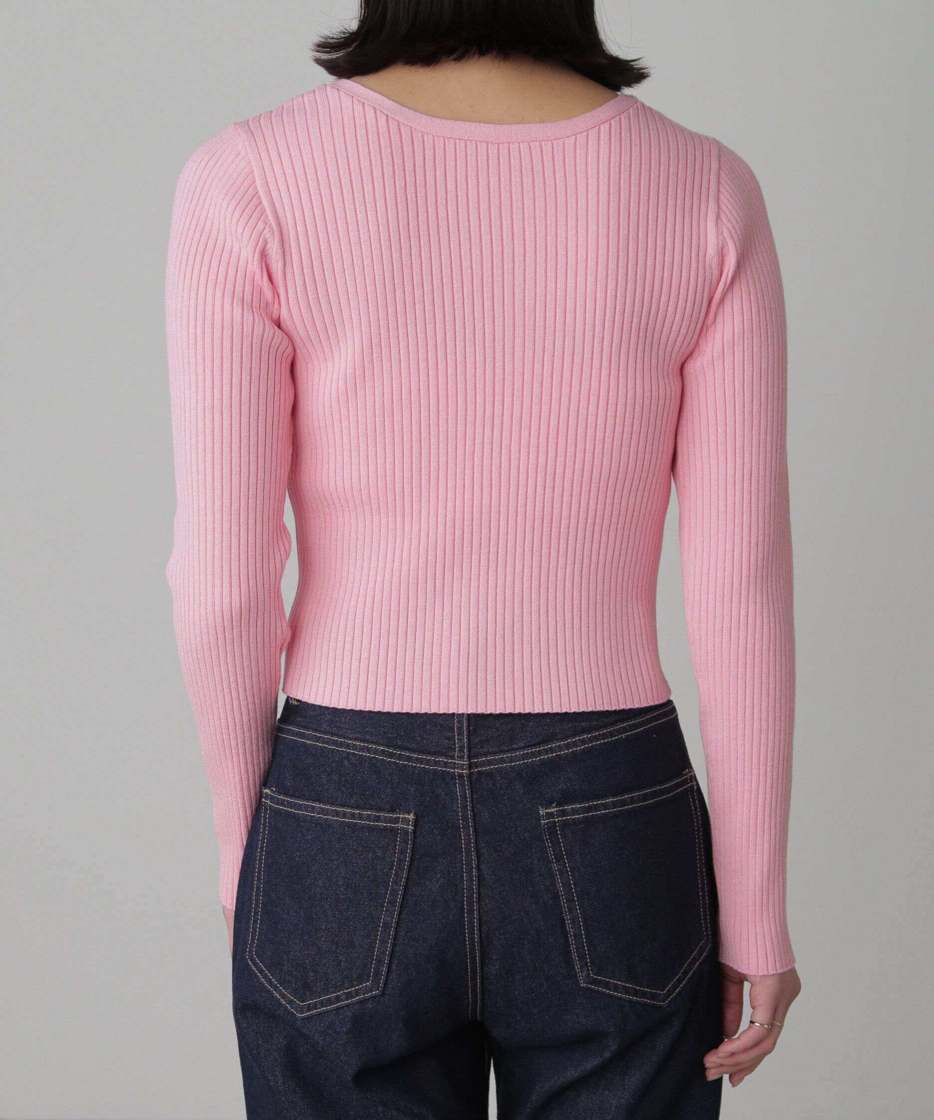  「前後2Wayスリットカットアウトリブニット」|ニット・セーター|