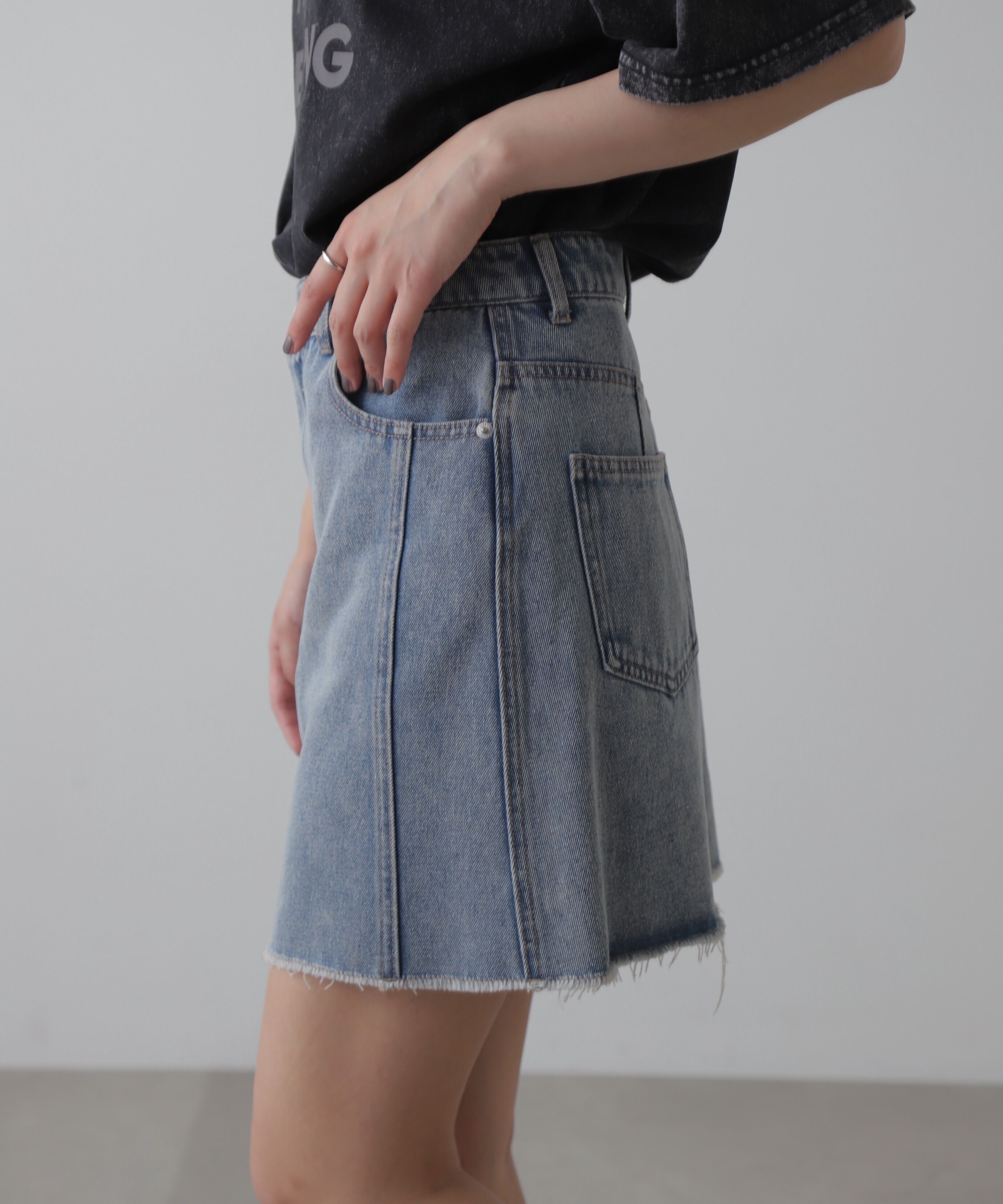 「［レイヤード可］デニムラップミニスカート」|スカート|