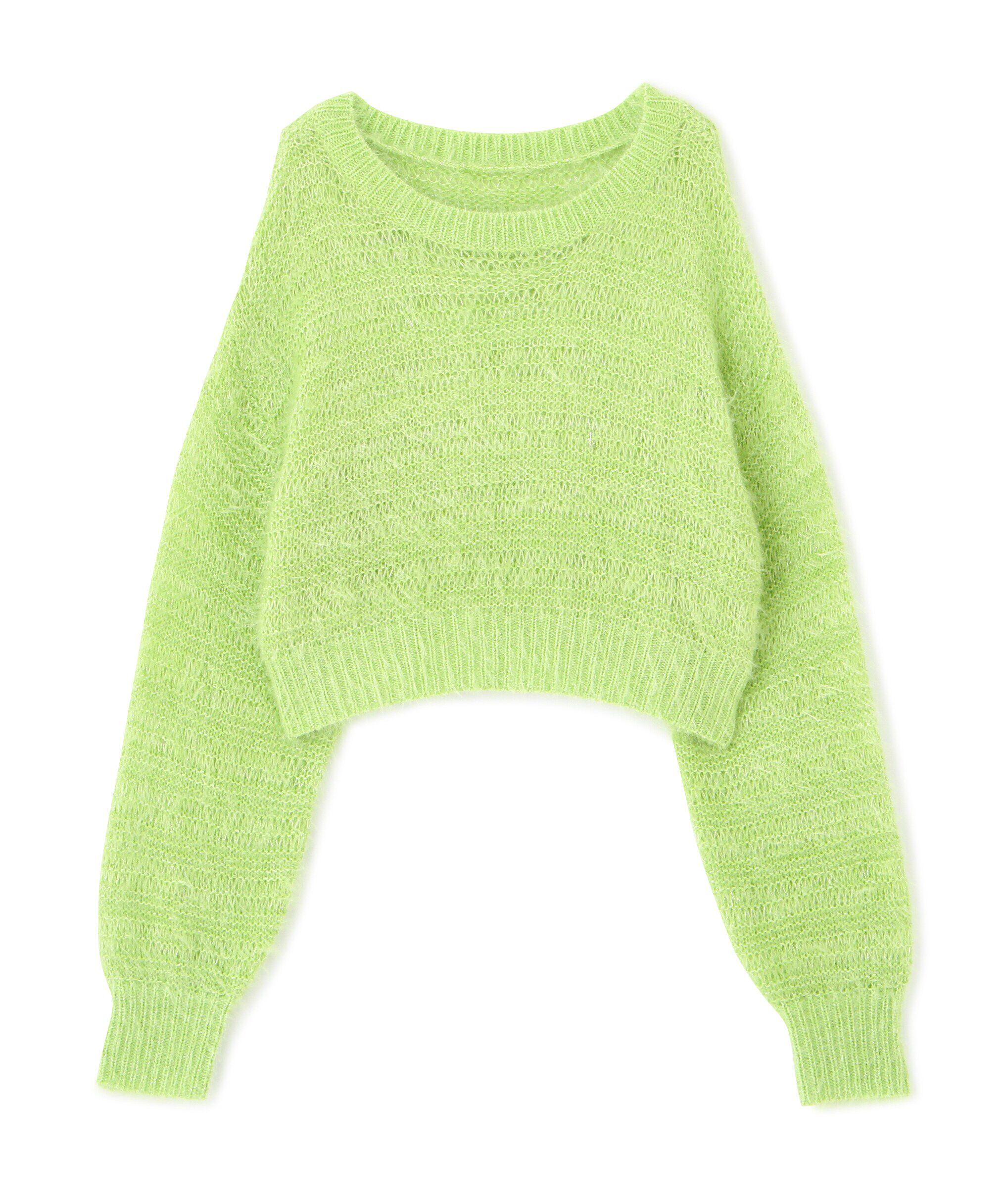  「ラメフェザーモヘヤライクニット」|ニット・セーター|ライトグリー