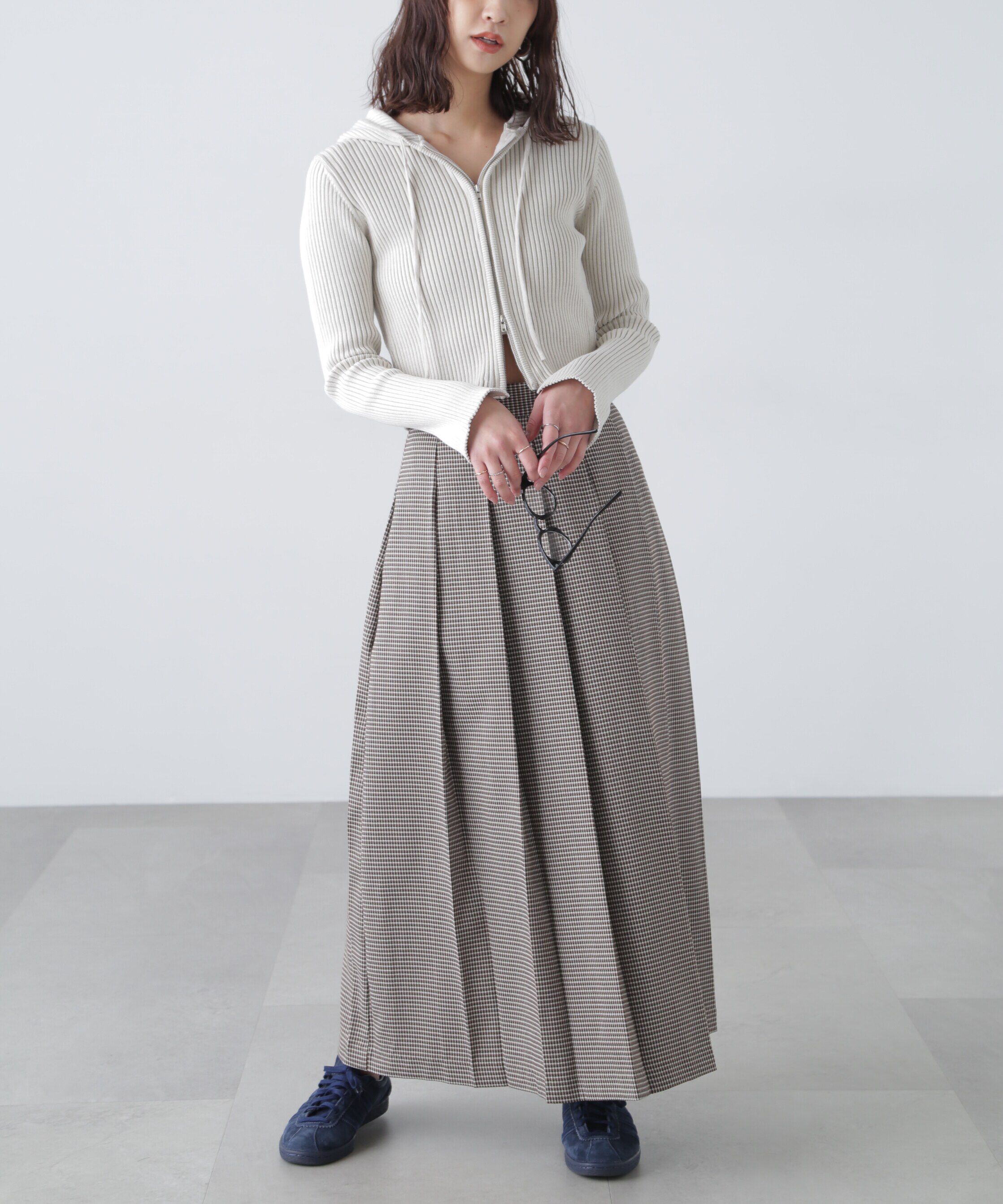  「フロントスリットプリーツロングスカート」|スカート|