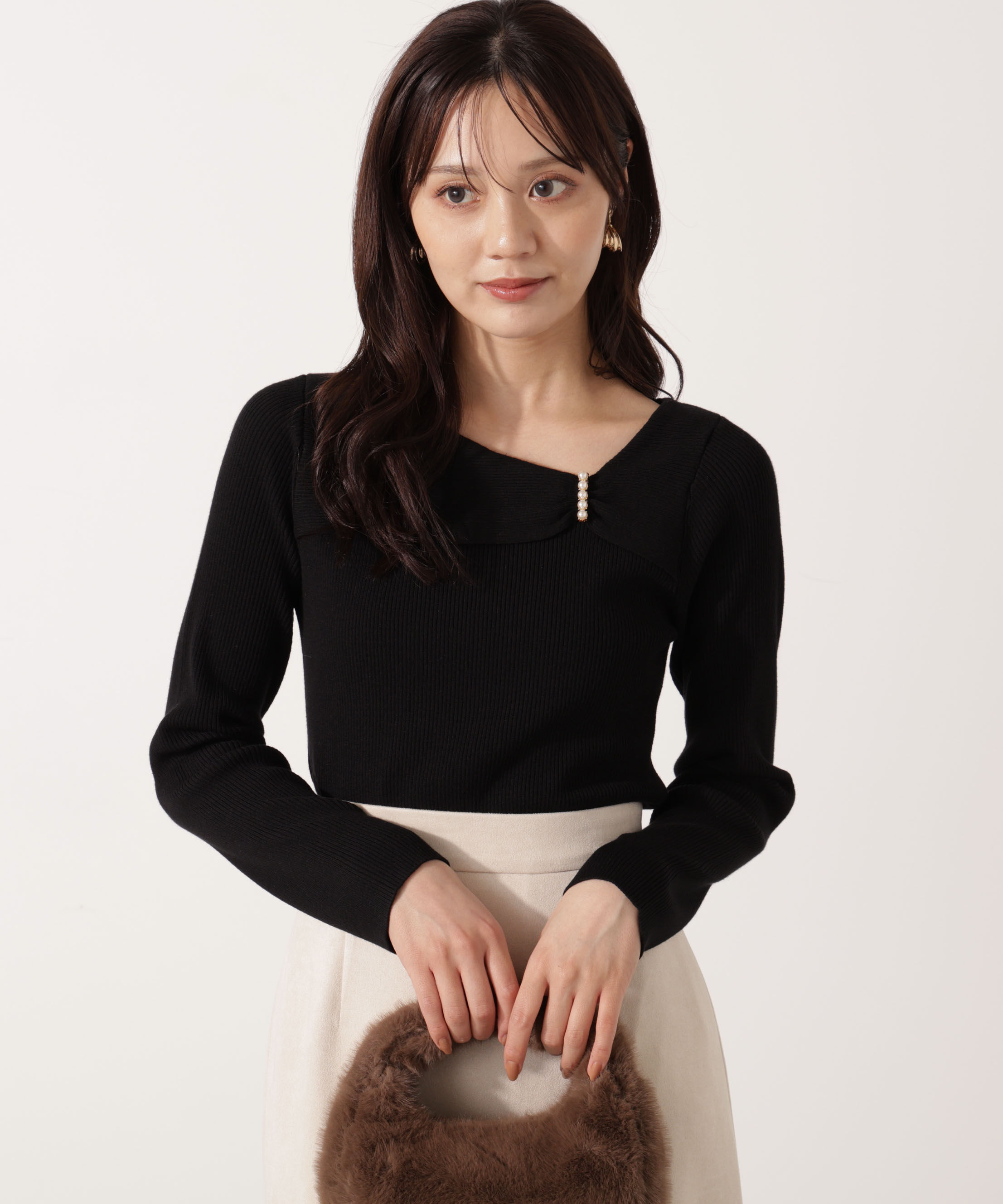 PROPORTION BODY DRESSING「アシメパールデザインニット 25AW」|ニット・セーター|