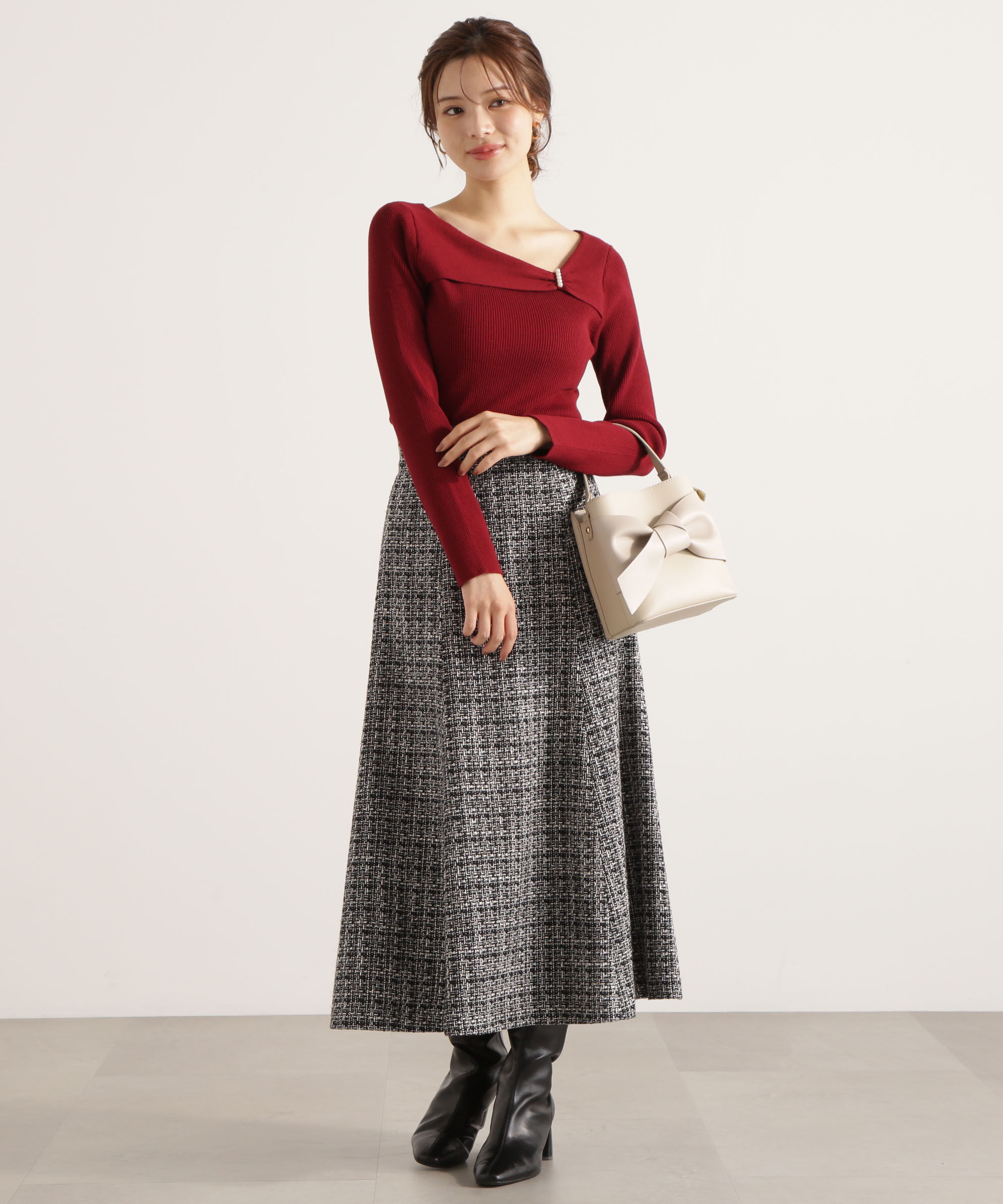 PROPORTION BODY DRESSING「アシメパールデザインニット 25AW」|ニット・セーター|