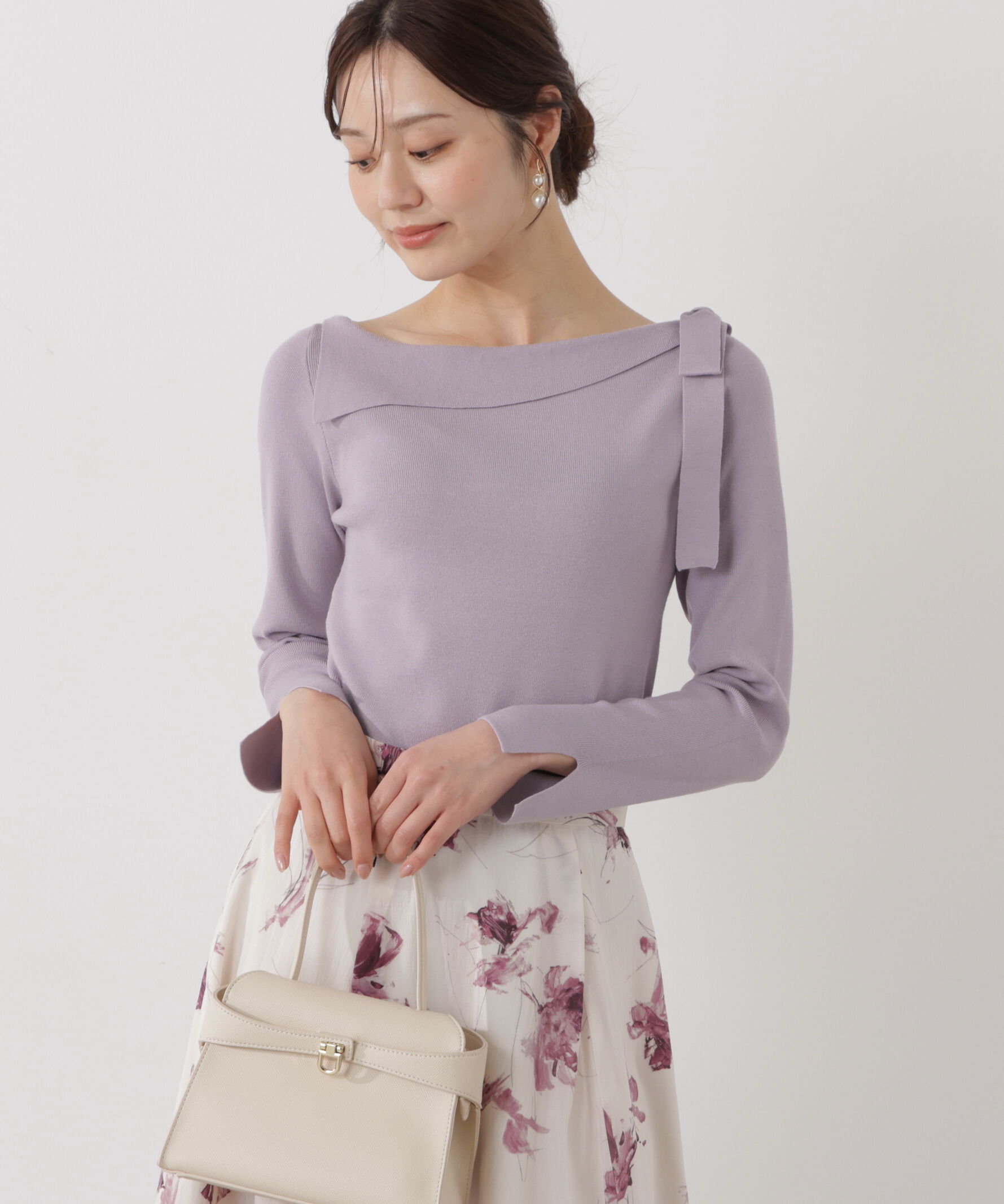 PROPORTION BODY DRESSING「＜ウォッシャブル/UV＞サイドリボン総針ニット」|ニット・セーター|