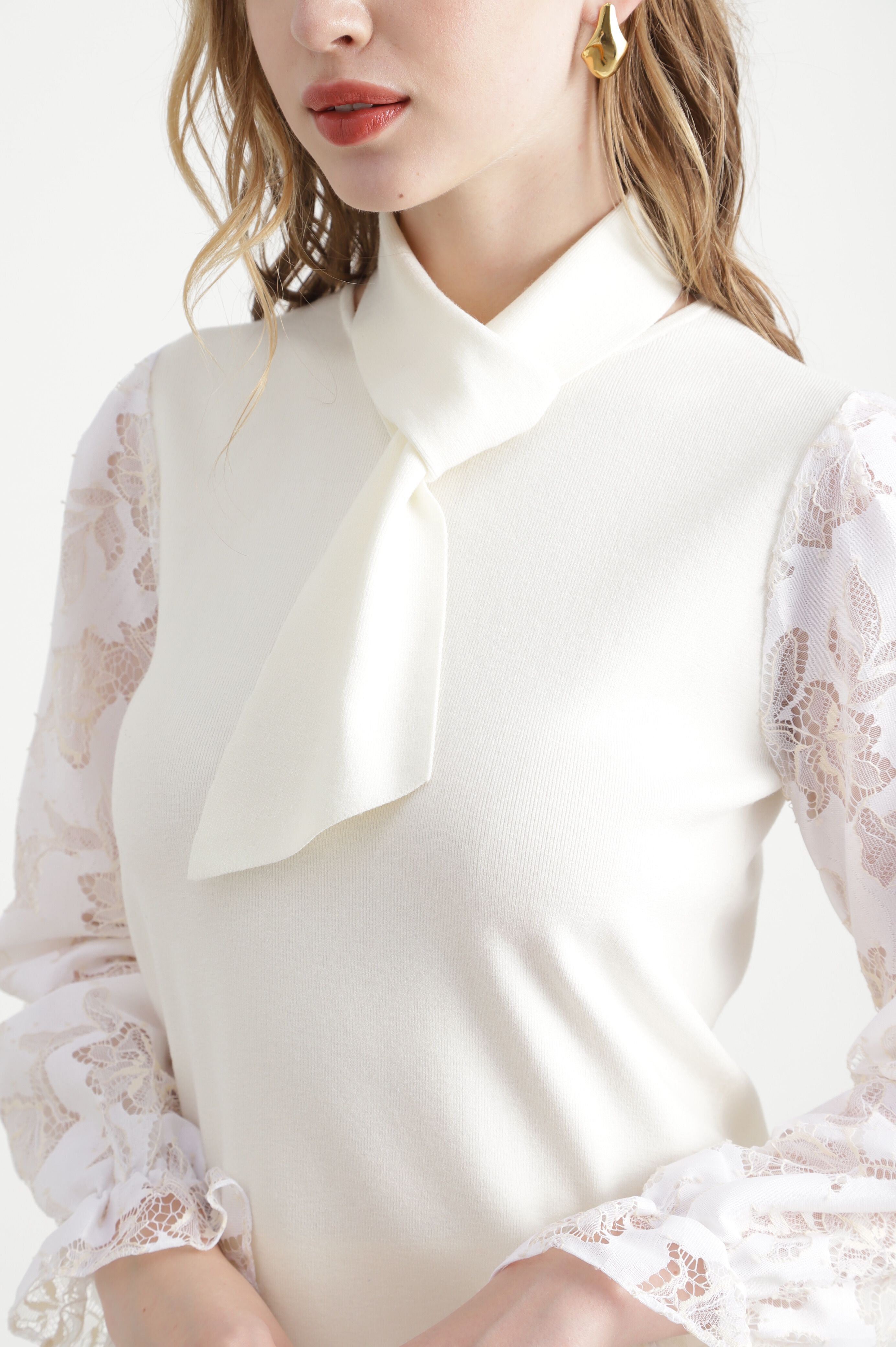  「◆レースコンビニットプルオーバー」|ニット・セーター|