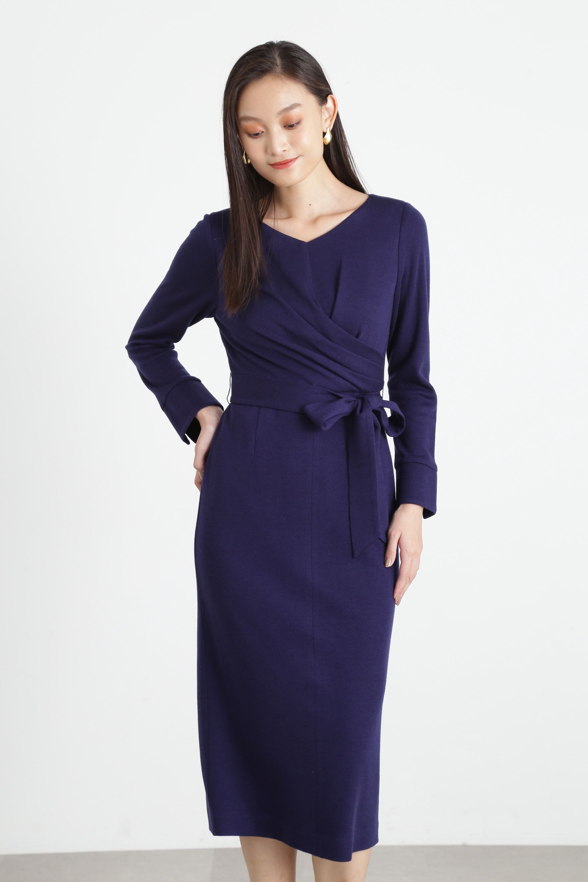  「フロントクロスウールジャージワンピース」|ワンピース|