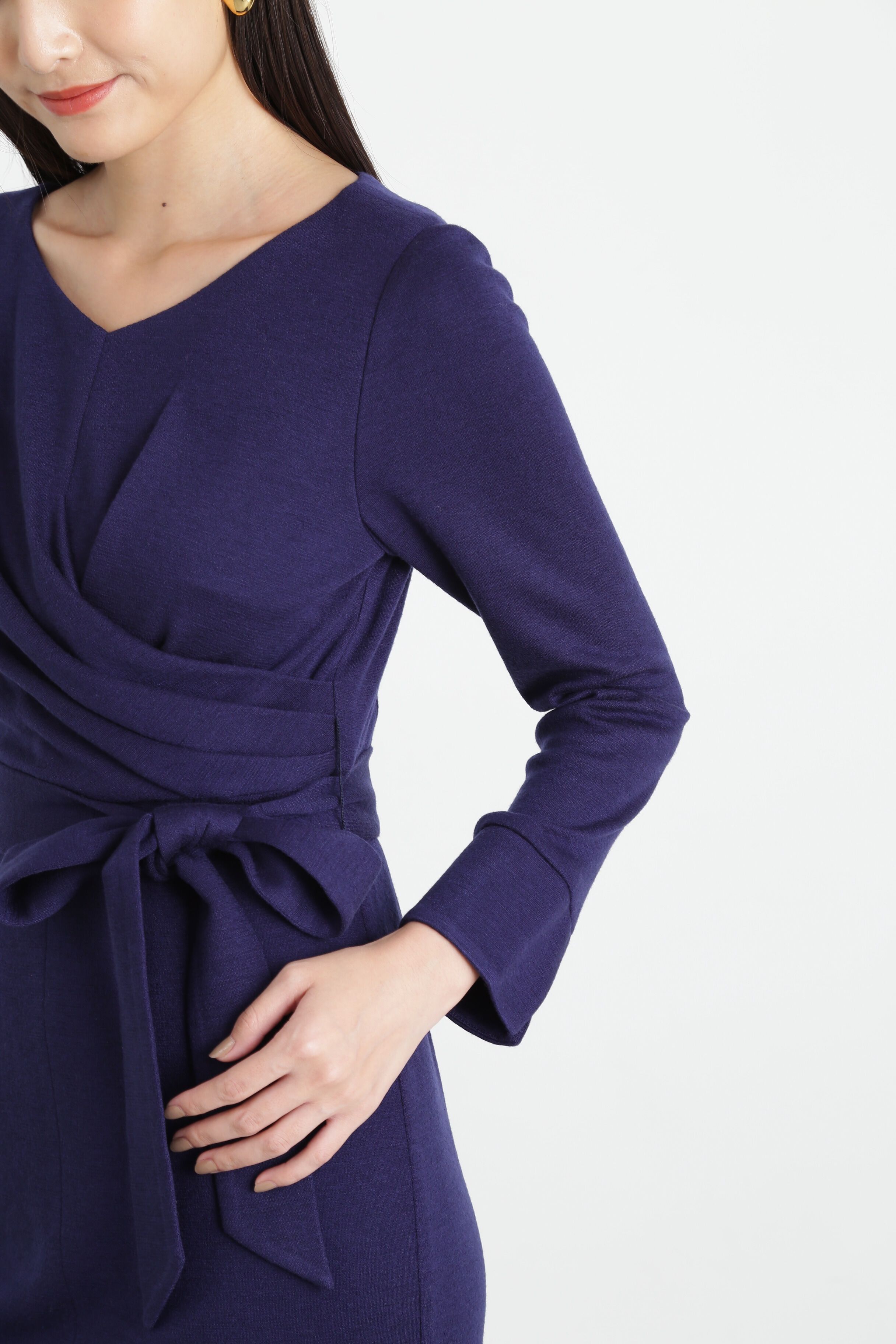  「フロントクロスウールジャージワンピース」|ワンピース|