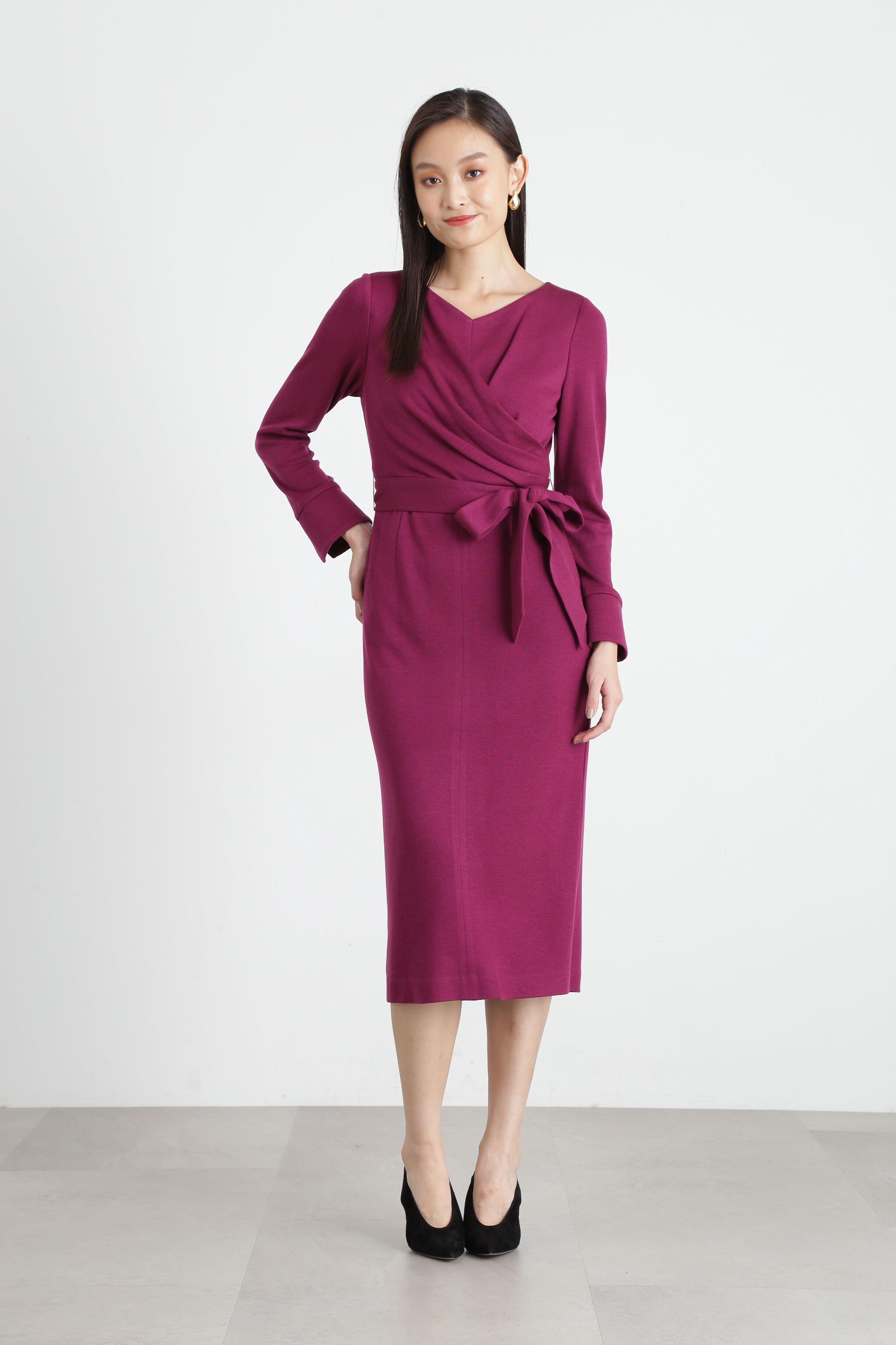  「フロントクロスウールジャージワンピース」|ワンピース|