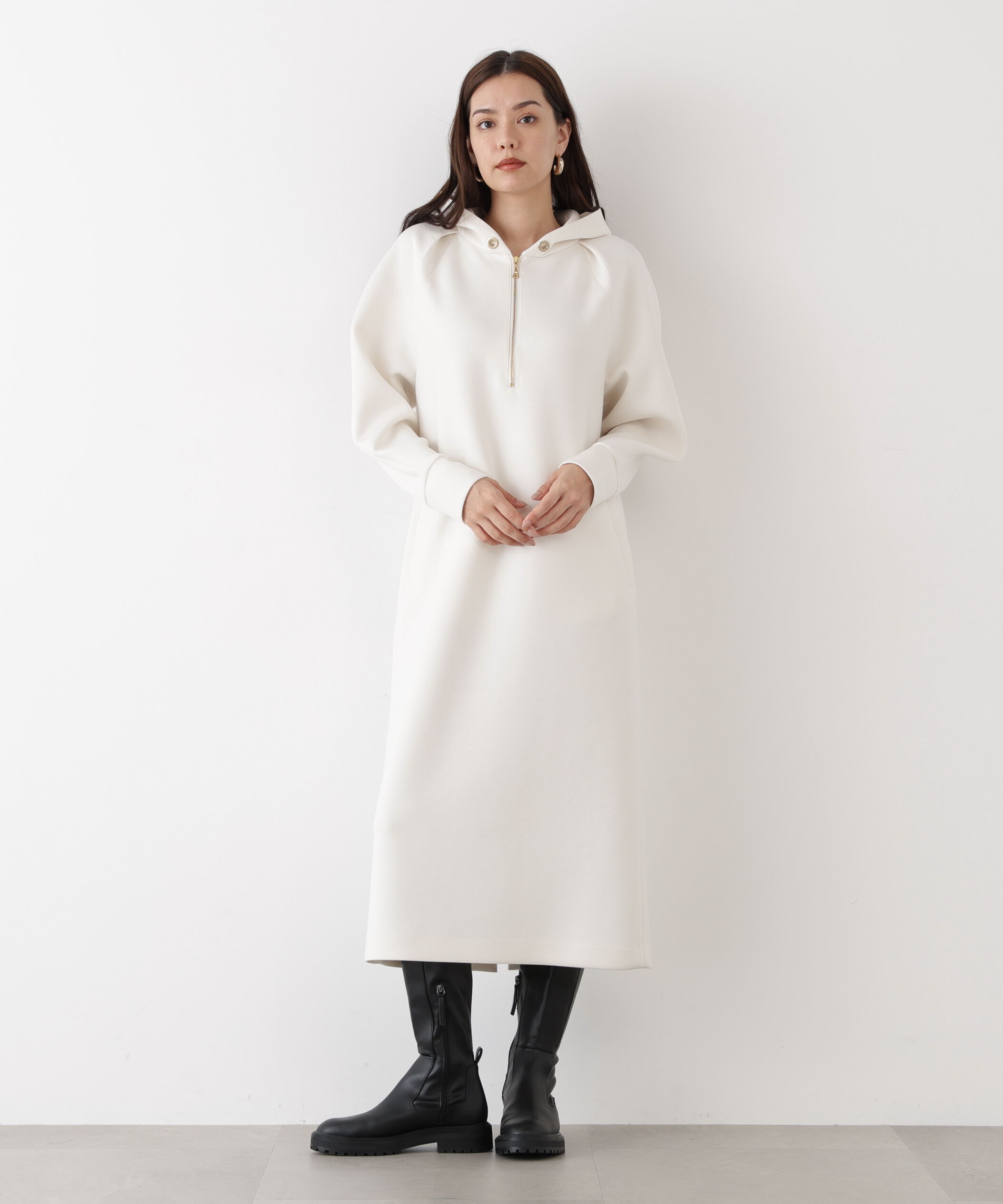  「◆タックスリーブフーディワンピース」|ワンピース|