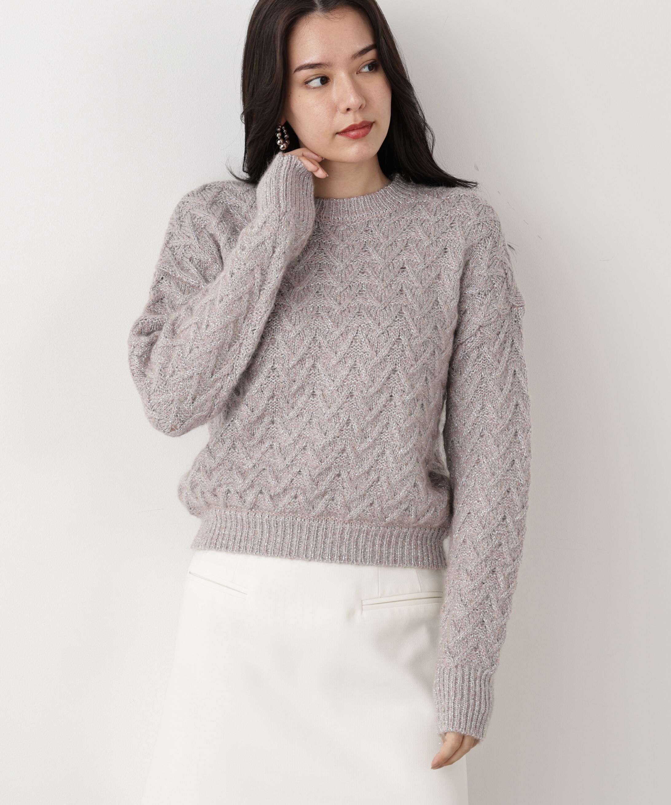  「◆ラメケーブルニットプルオーバー」|ニット・セーター|