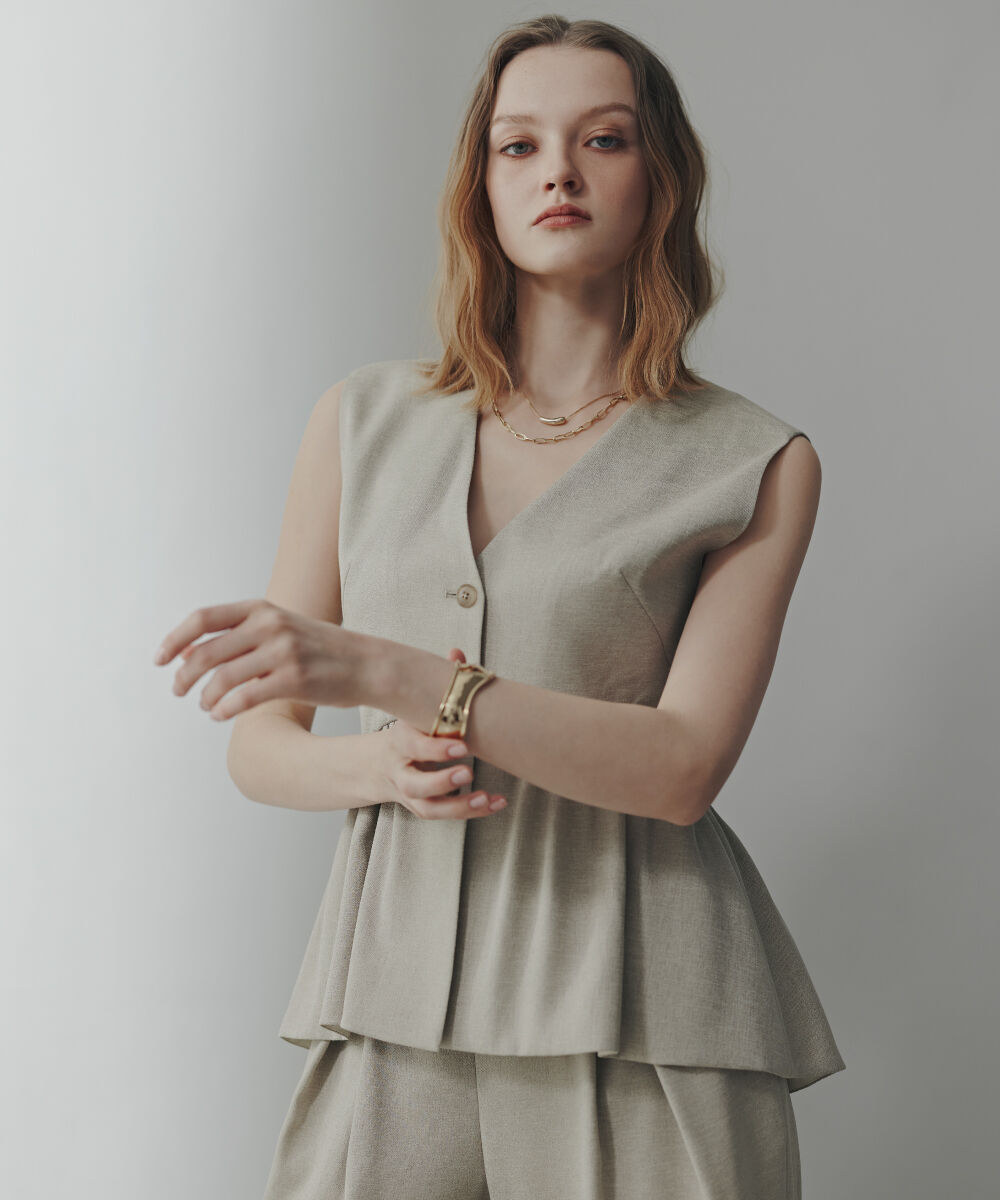  「スラブ調ペプラムブラウス」|シャツ・ブラウス|ベージュ