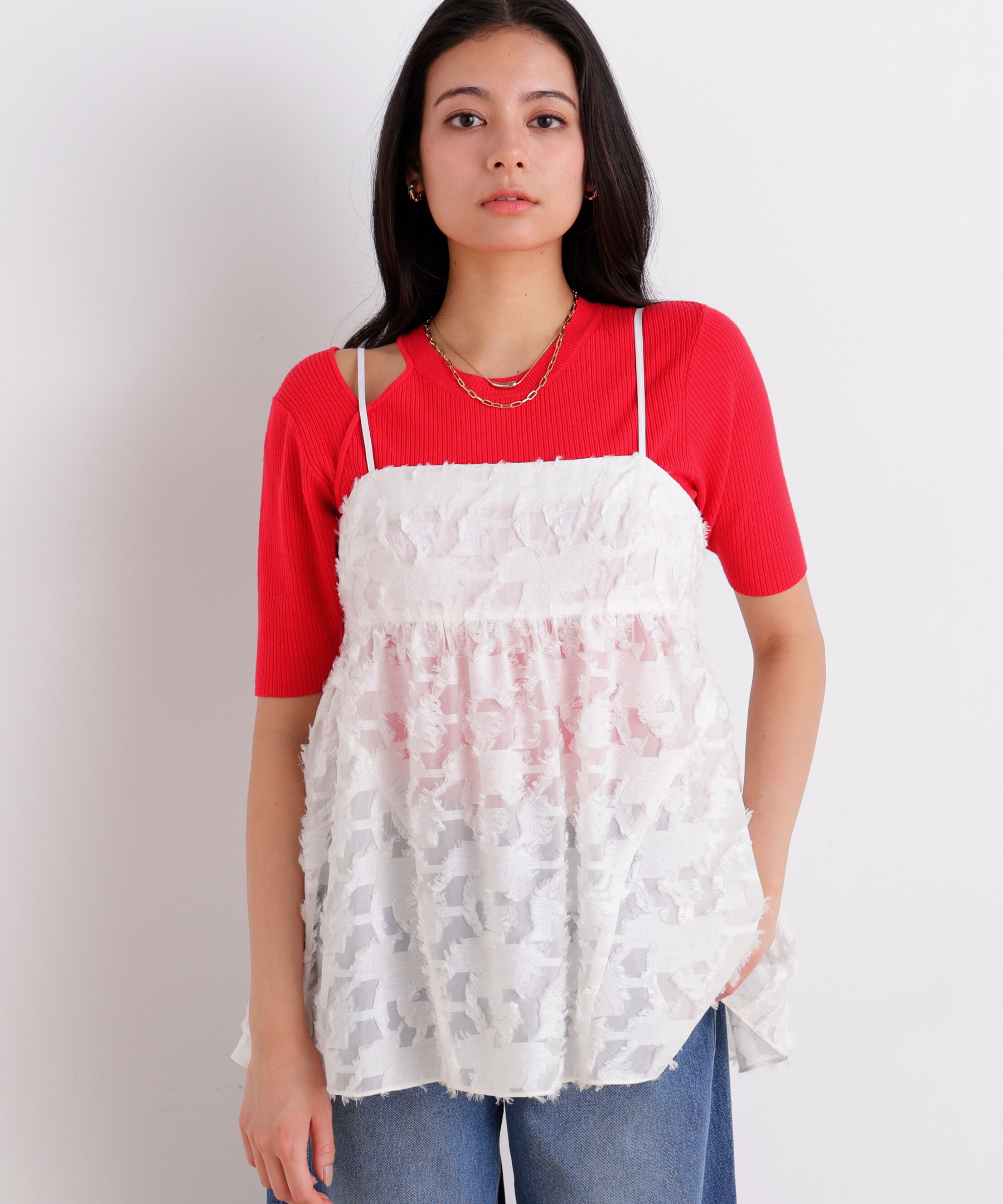  「カットジャカードチュニックブラウス」|シャツ・ブラウス|