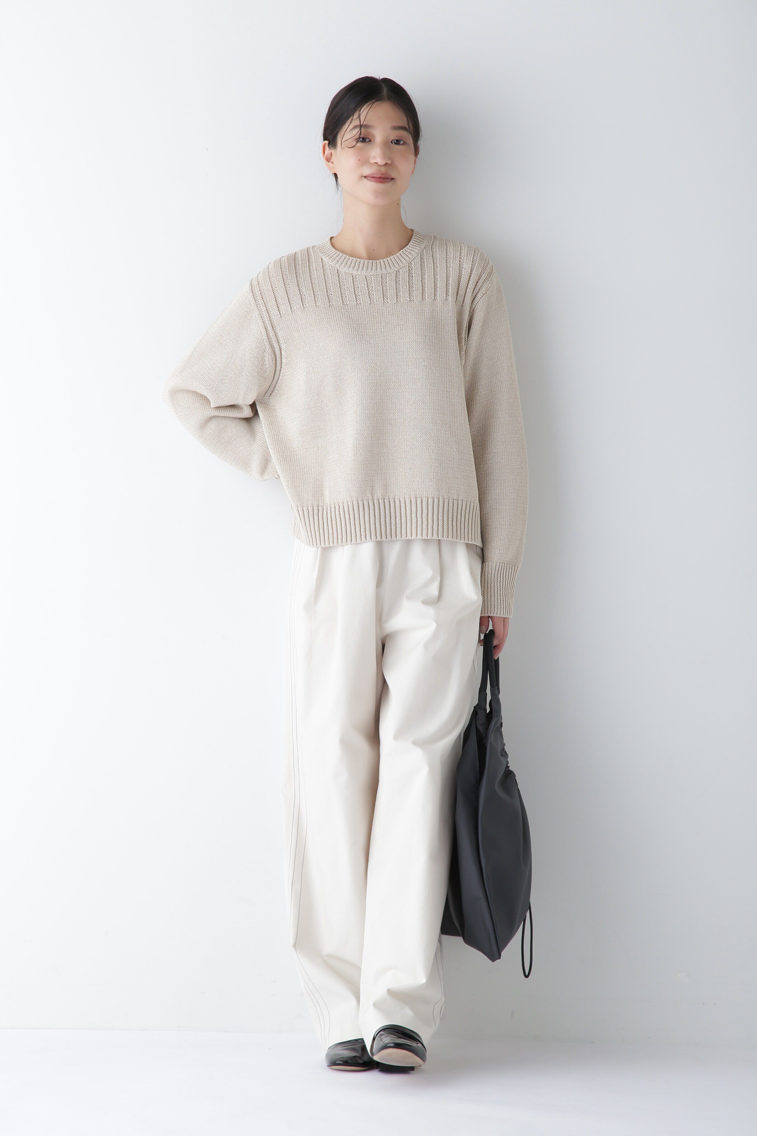  「◆【ウォッシャブル】ギマコットン編地コンビプルオーバー」|ニット・セーター|