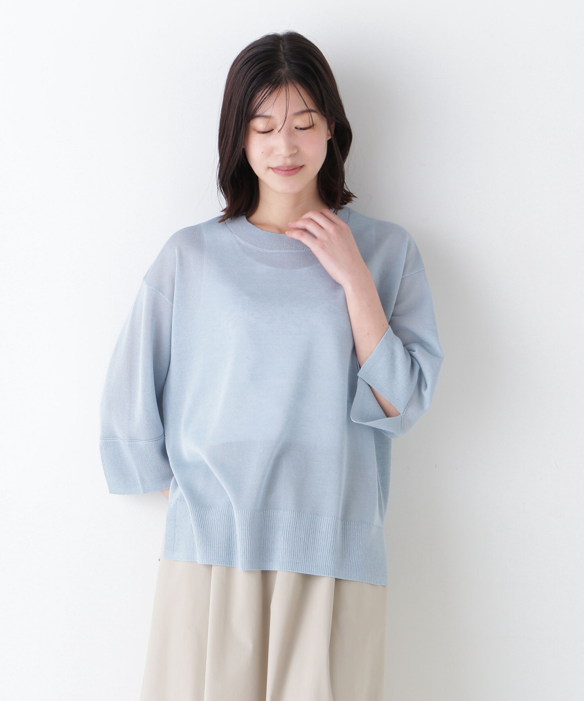  「◆シアーハイゲージクルーネックプルオーバー」|ニット・セーター|