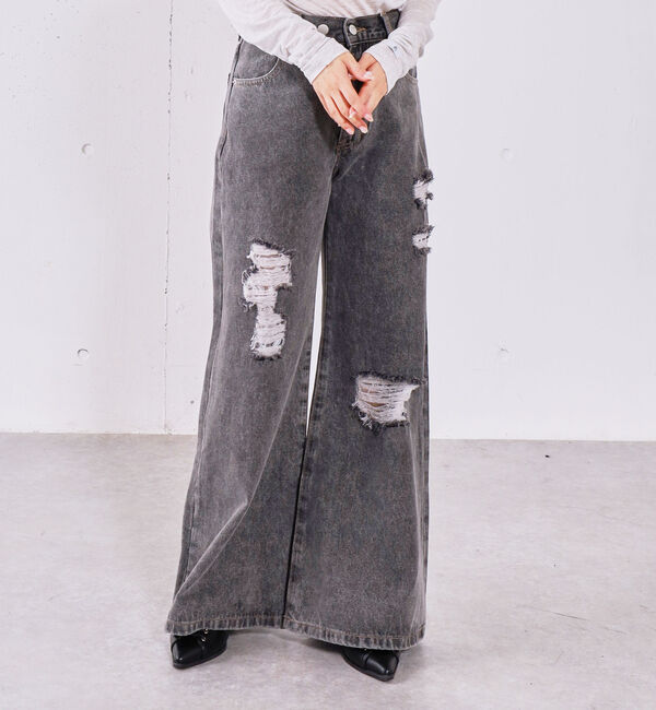 archives「ダメージレースフレアデニム」|デニム|