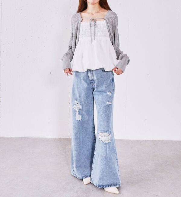 archives「ダメージレースフレアデニム」|デニム|