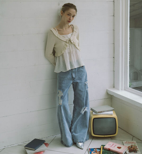 archives「ダメージレースフレアデニム」|デニム|