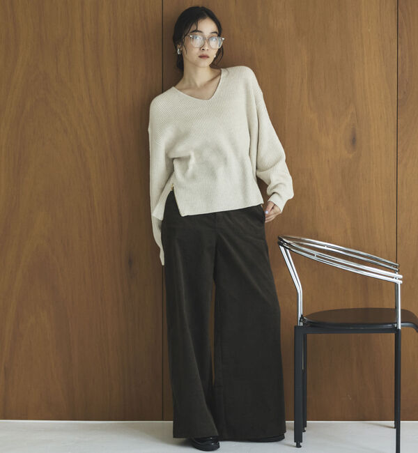 Doux archives「サイドＺＩＰラメＶネックニット」|ニット・セーター|