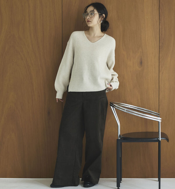Doux archives「サイドＺＩＰラメＶネックニット」|ニット・セーター|