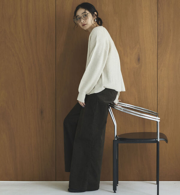 Doux archives「サイドＺＩＰラメＶネックニット」|ニット・セーター|