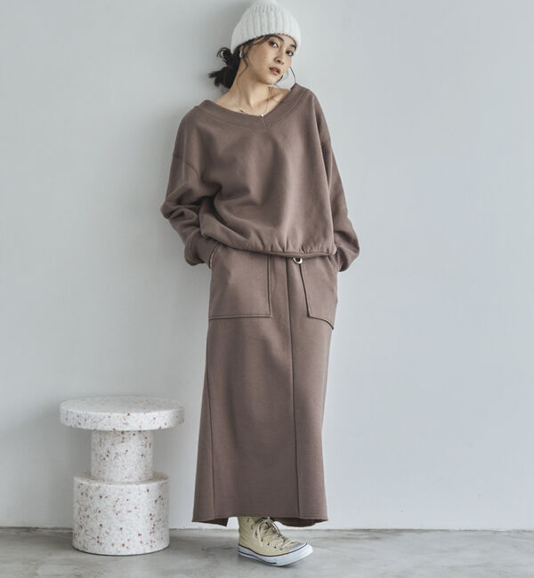 Doux archives「裏起毛Ｖネック前後２ＷＡＹプルオーバー」|Tシャツ・カットソー|