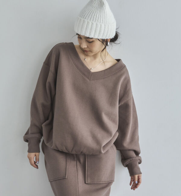 Doux archives「裏起毛Ｖネック前後２ＷＡＹプルオーバー」|Tシャツ・カットソー|