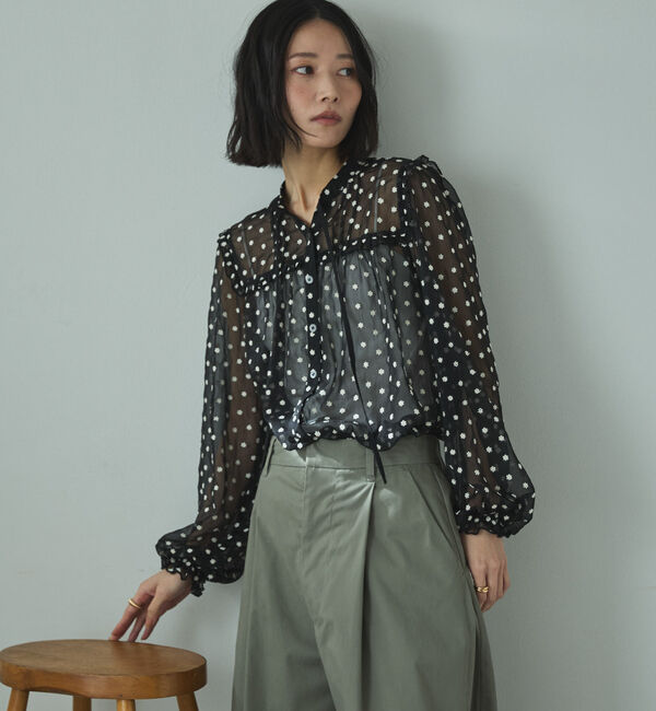 Doux archives「フラワー刺繍シアーブラウス」|シャツ・ブラウス|