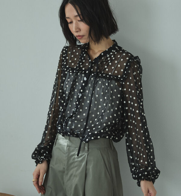 Doux archives「フラワー刺繍シアーブラウス」|シャツ・ブラウス|