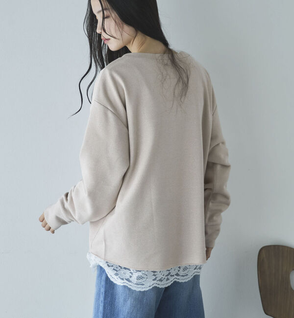 Doux archives「裾スカラップレースロンＴｅｅ」|Tシャツ・カットソー|