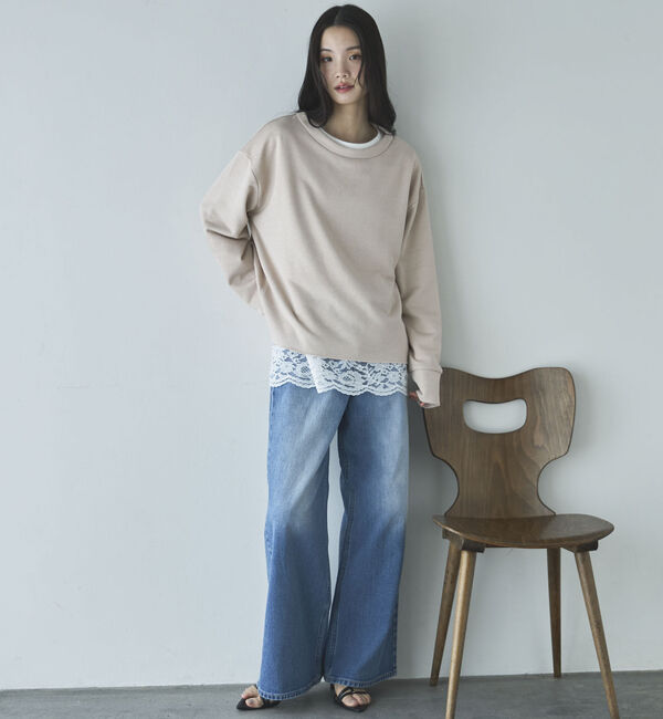 Doux archives「裾スカラップレースロンＴｅｅ」|Tシャツ・カットソー|