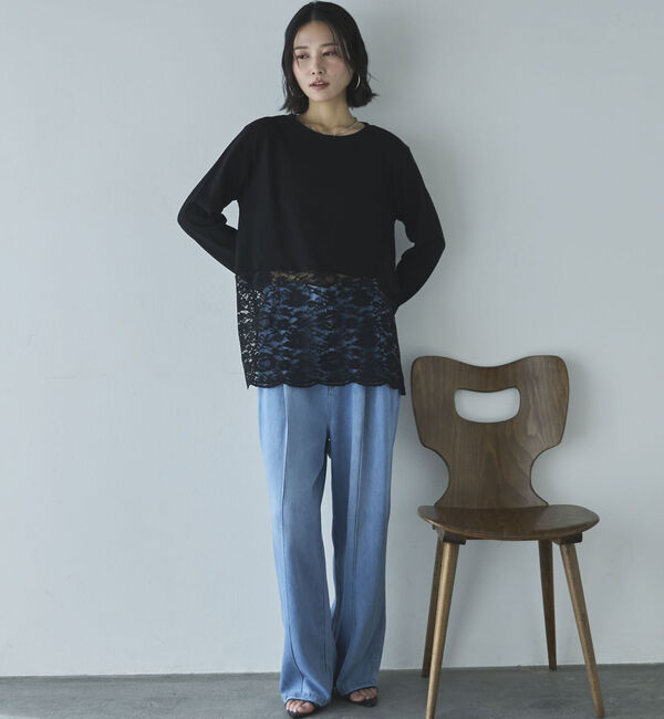 Doux archives「裾スカラップレースロンＴｅｅ」|Tシャツ・カットソー|