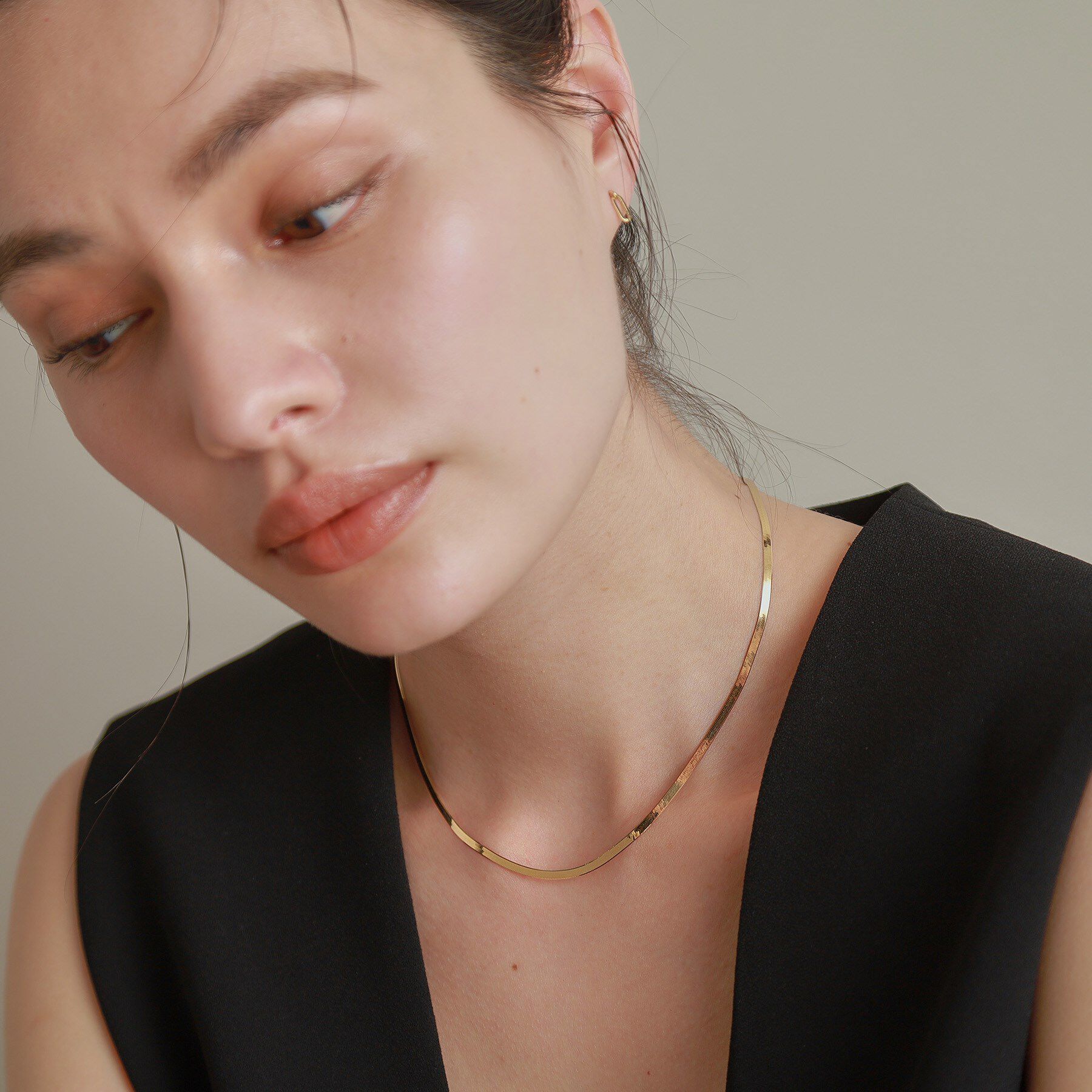 COCOSHNIK「K18イタリアンフラットスネーク ネックレス」|ネックレス|