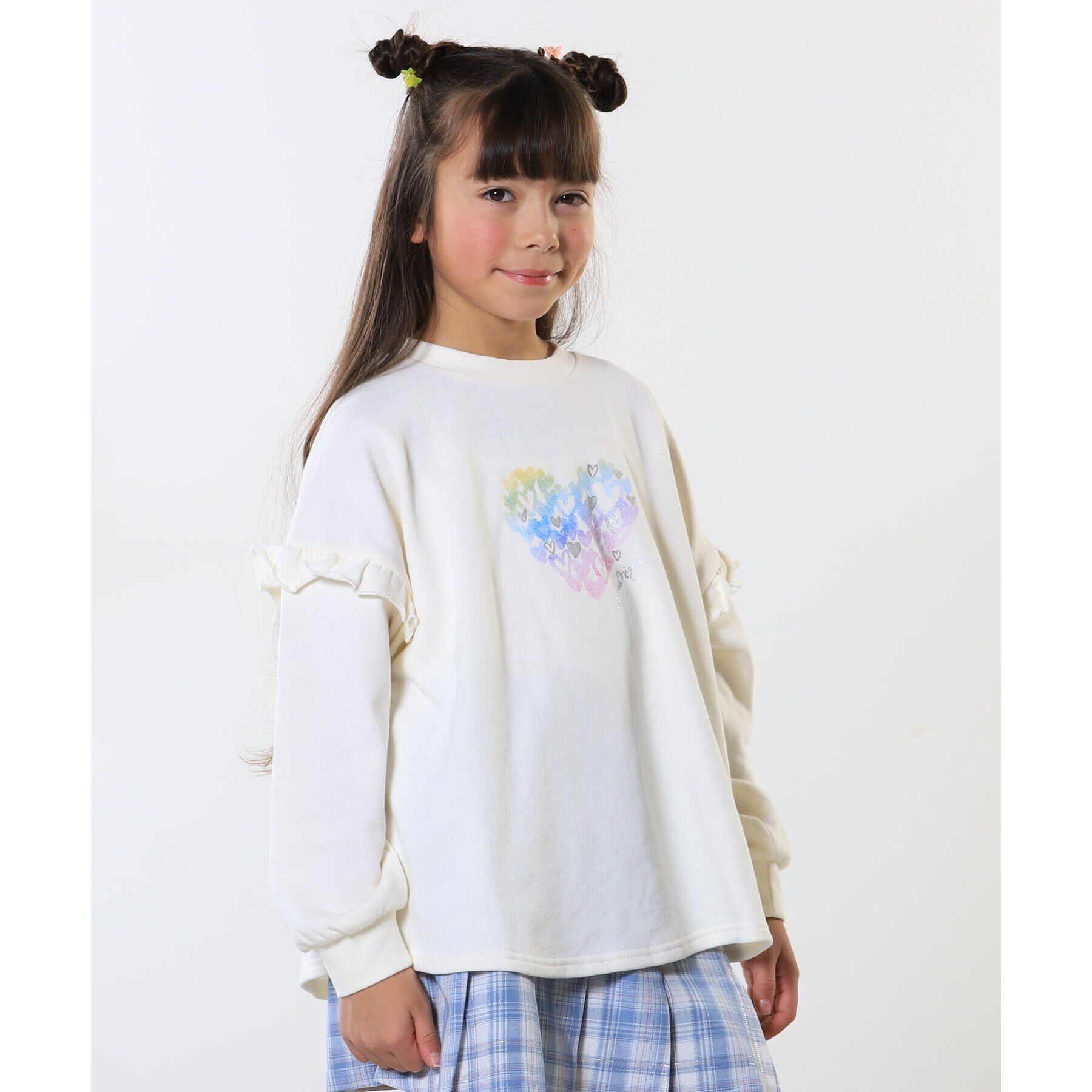 SHOO･LA･RUE「【130-150cm/洗える/姉妹リンク可】お袖フリルがアクセント アソートプリントスウェット」|その他|オフホワイト(003