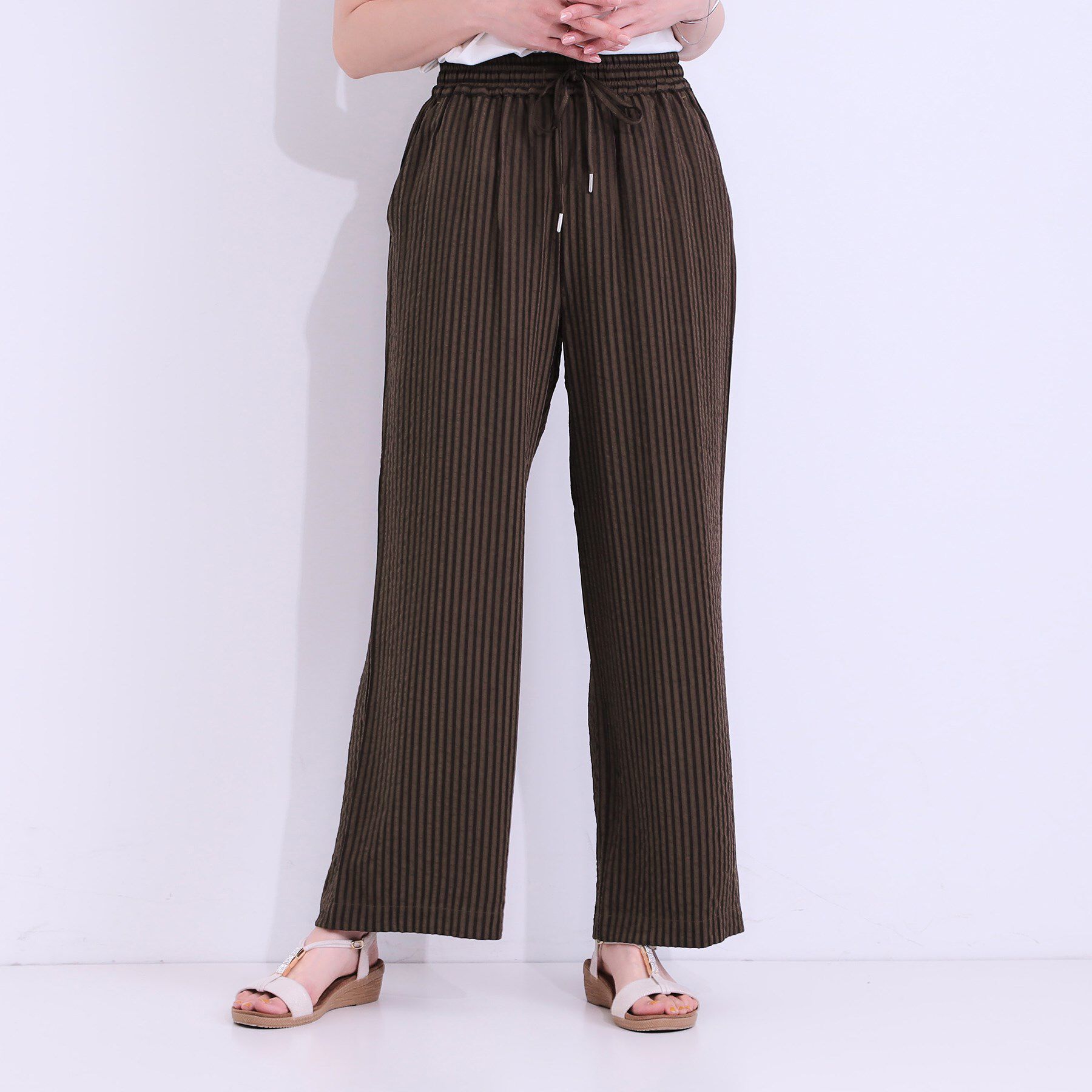 SHOO･LA･RUE「【セットアップ可能/ひんやり/吸水速乾】サッカーストライプイージーパンツ」|その他|