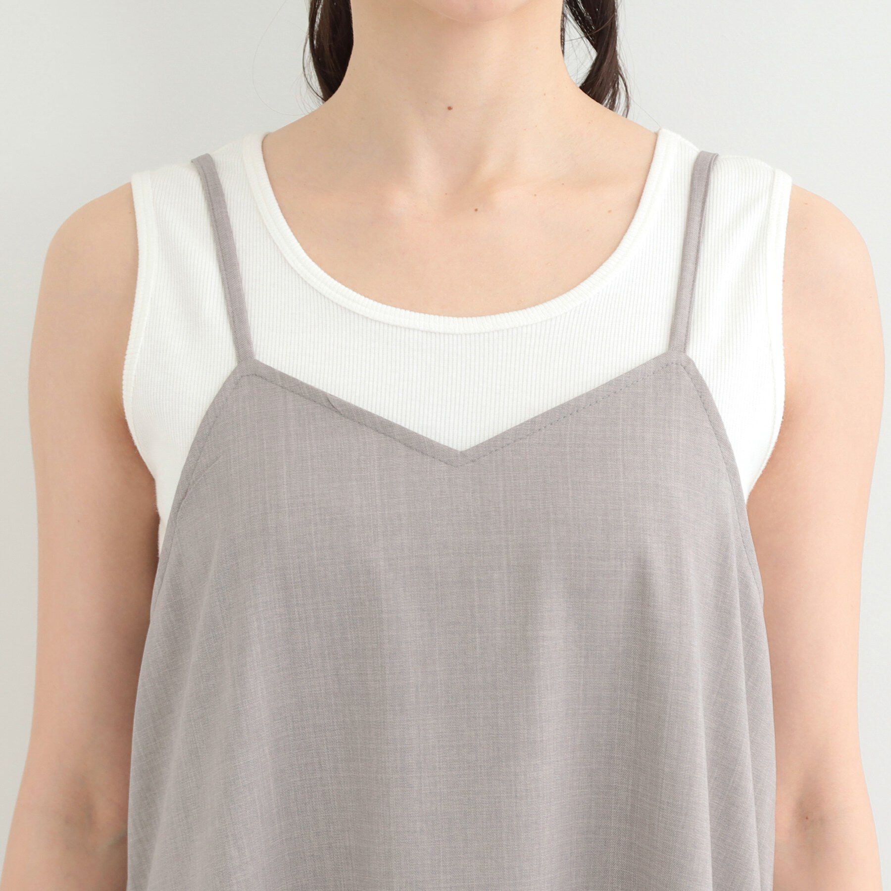 SHOO･LA･RUE「【2点セット/S-LL】おとなの抜け感 ショート丈シャツ＋キャミワンピース」|スーツ|