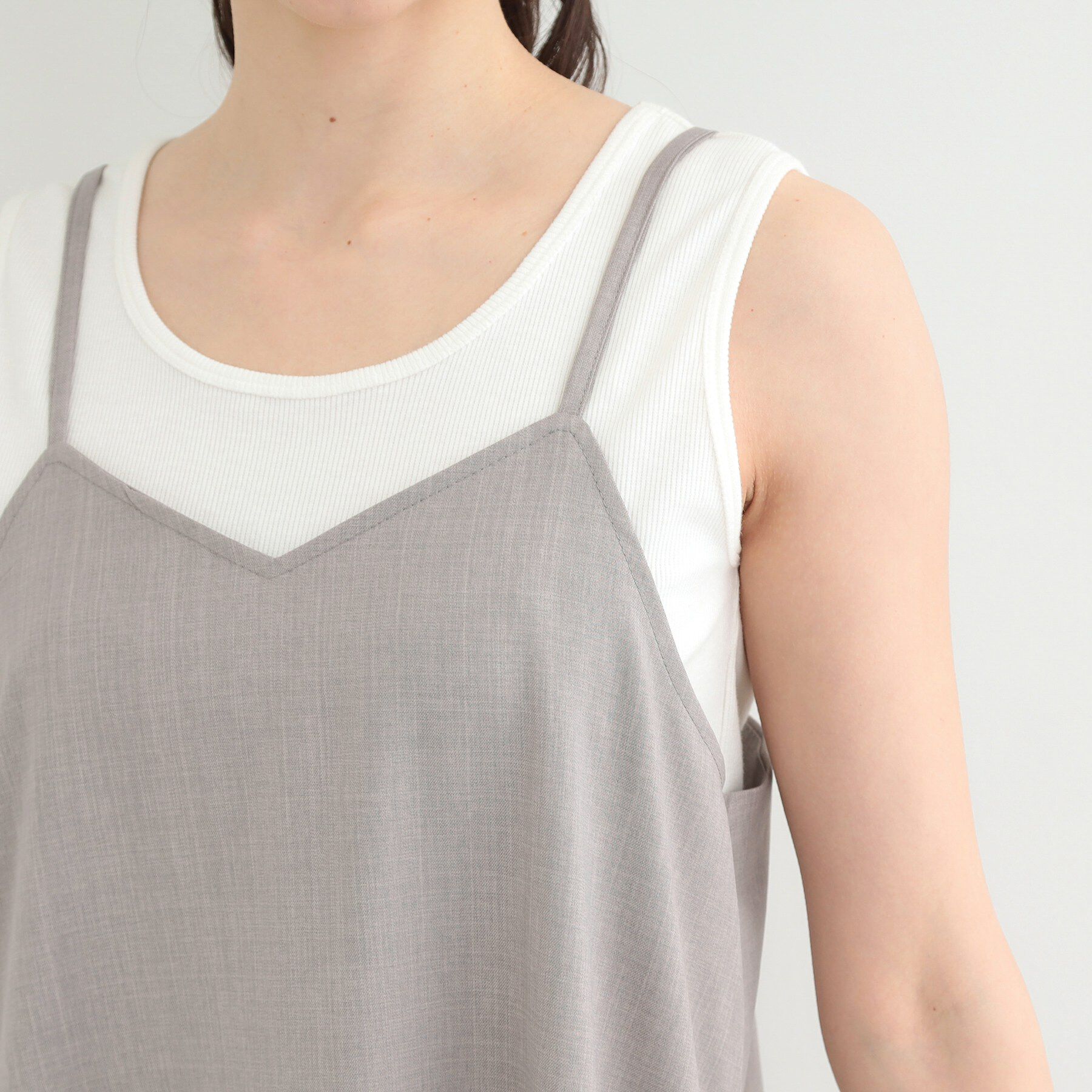 SHOO･LA･RUE「【2点セット/S-LL】おとなの抜け感 ショート丈シャツ＋キャミワンピース」|スーツ|