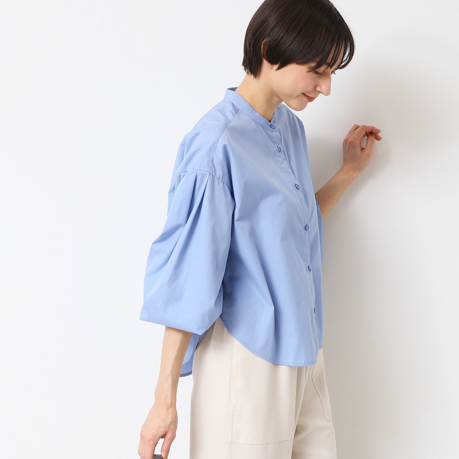 Dessin「【洗える】バンドカラー袖デザインシャツ（S～L）」|シャツ・ブラウス|