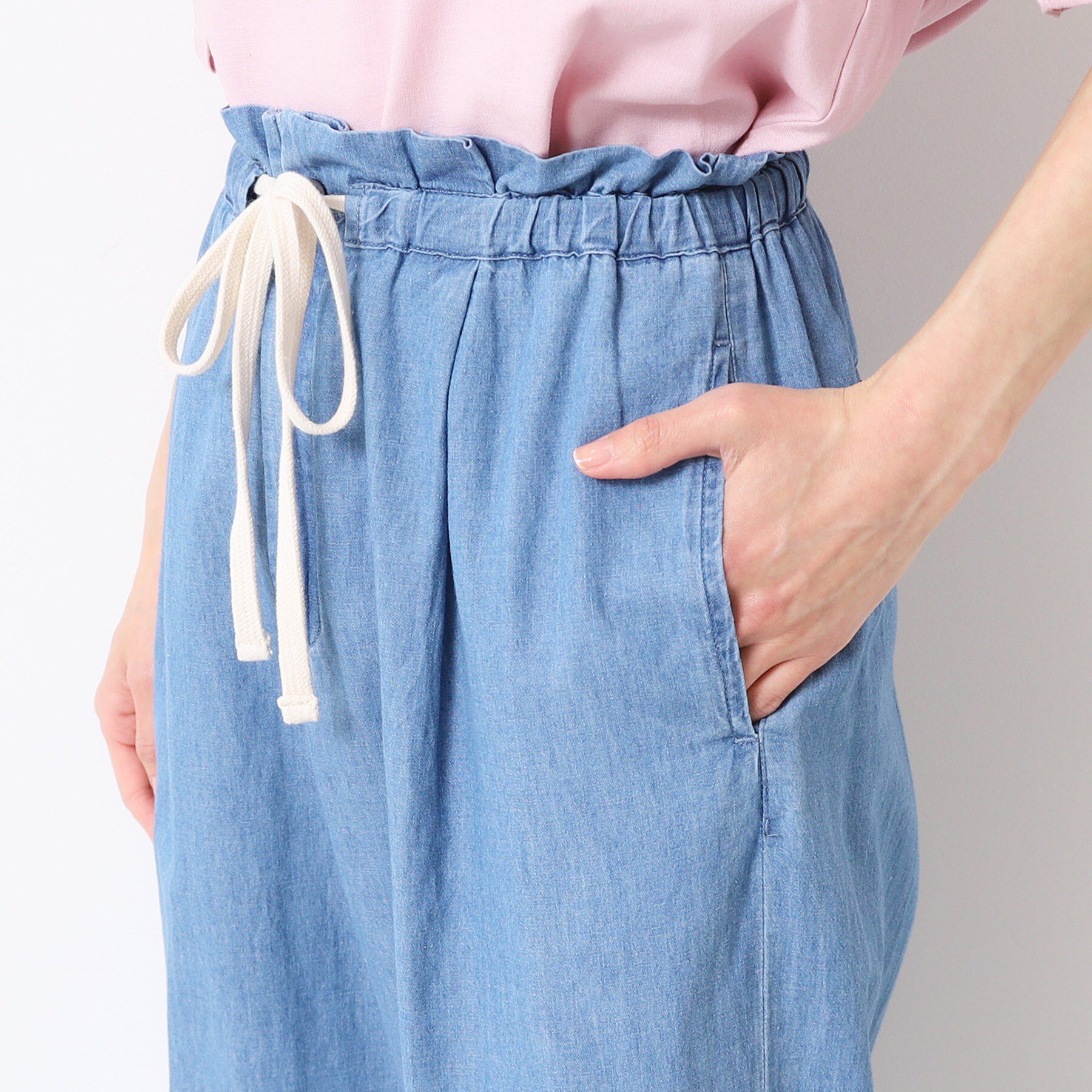 Dessin「【ウエストゴム・洗える】リネンブレンドデニム調イージーパンツ（XS～L）」|その他|