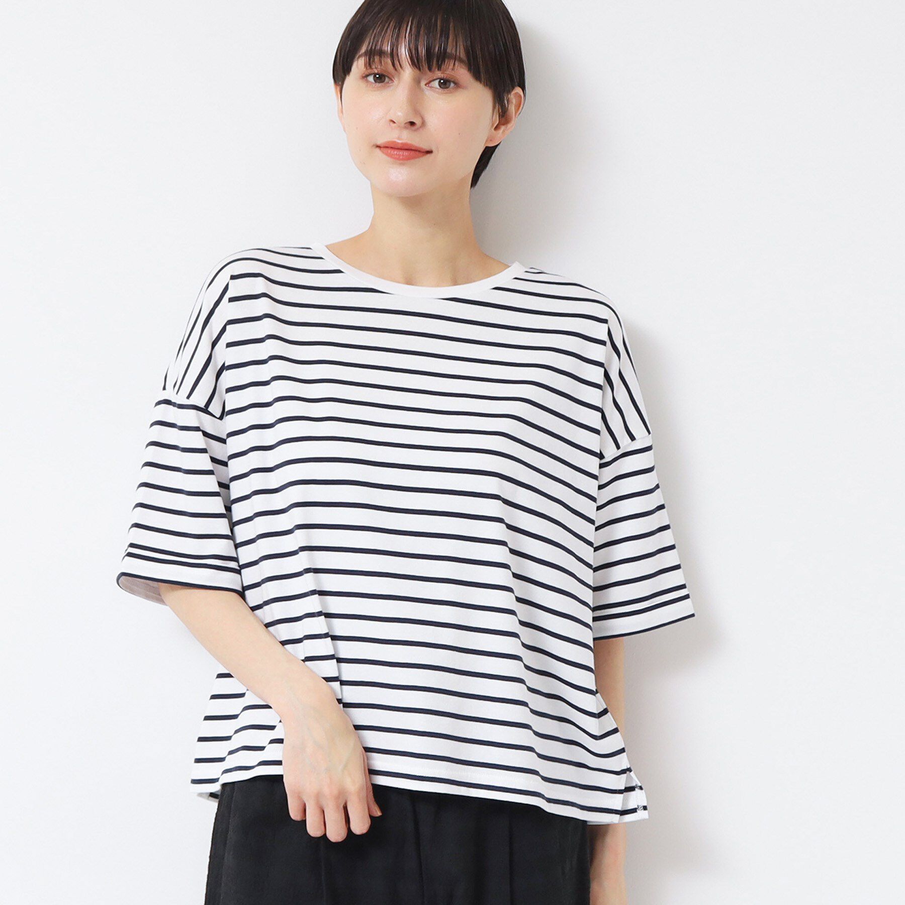 Dessin「【二の腕カバー/接触冷感/UV】ロールアップスリーブTシャツ（XS～L）」|Tシャツ・カットソー|